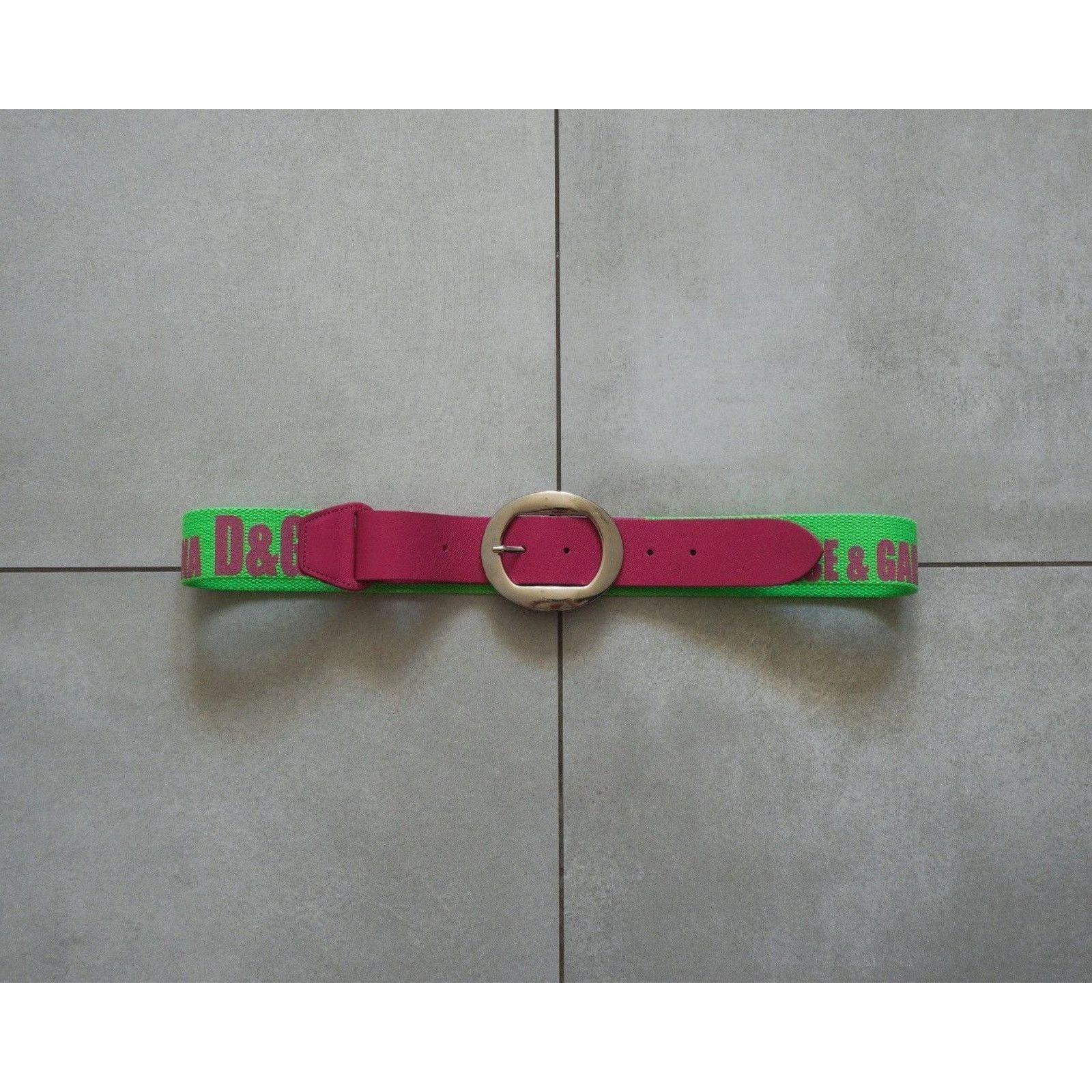 Dolce & Gabbana Dolce gabbana logo two tone pink green nylon leather belt Size ONE SIZE - 2 Thumbnail