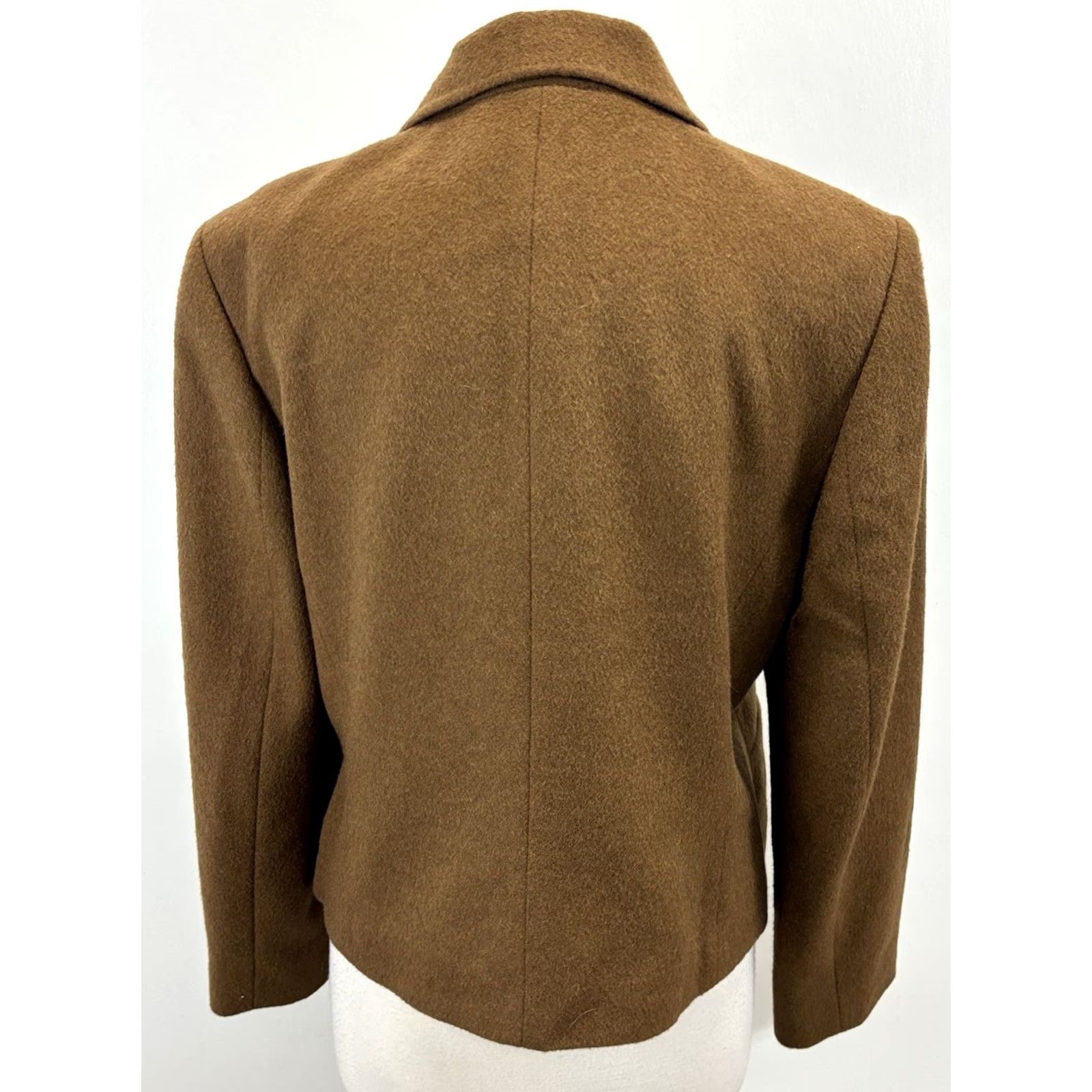 Talbots Talbots Blazer 14 Women's Brown Camel Hair Button Mandarin Collar Italian Vintage Boxy Old Money Career Jacket Size XL / US 12-14 / IT 48-50 - 3 Thumbnail