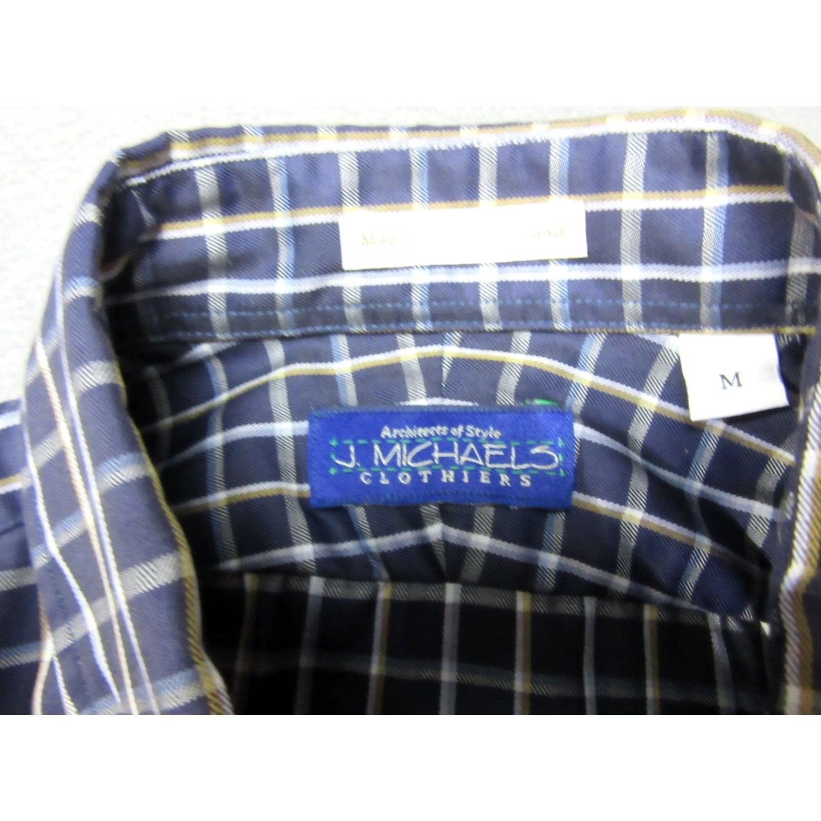 Vintage J Michaels Shirt Men Medium Blue Grid Plaid Borrell Twill Button Down Office New Size US M / EU 48-50 / 2 - 2 Thumbnail