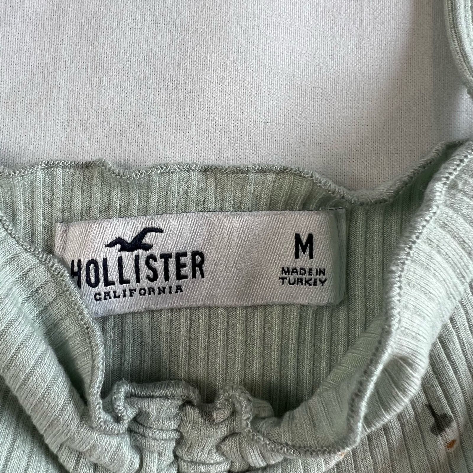 Hollister Hollister Women's Medium Ribbed Crop Top Green Floral Size M / US 6-8 / IT 42-44 - 2 Thumbnail