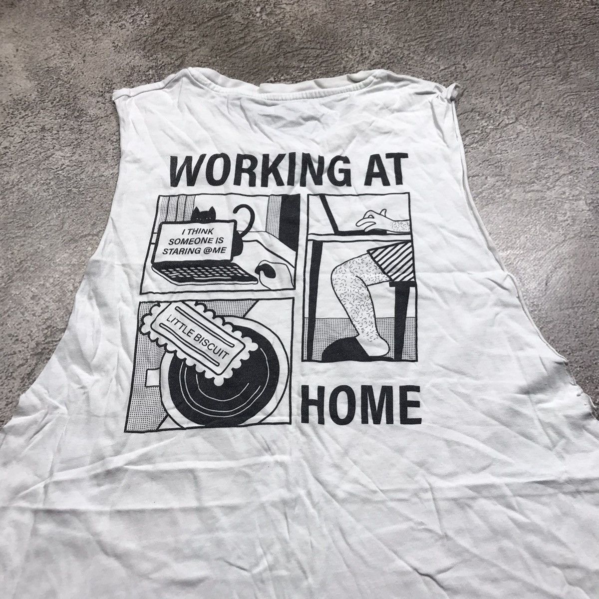 Vintage Vintage 90s Graphic Tee Working At Home Funny Print Baggy L Size US L / EU 52-54 / 3 - 3 Thumbnail