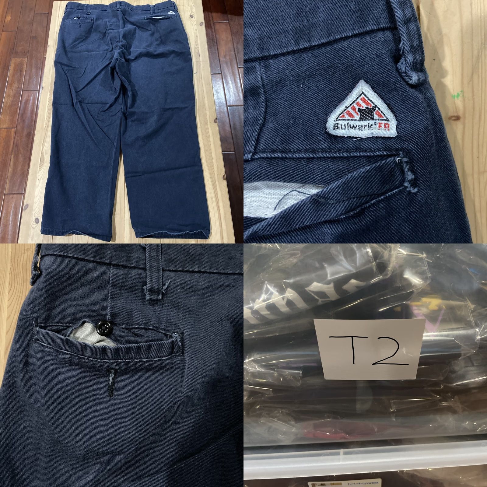 Vintage Bulwark FR Pants Mens 40 Navy Blue Cotton Straight Fire Resistant 40 Size US 38 / EU 54 - 8 Thumbnail