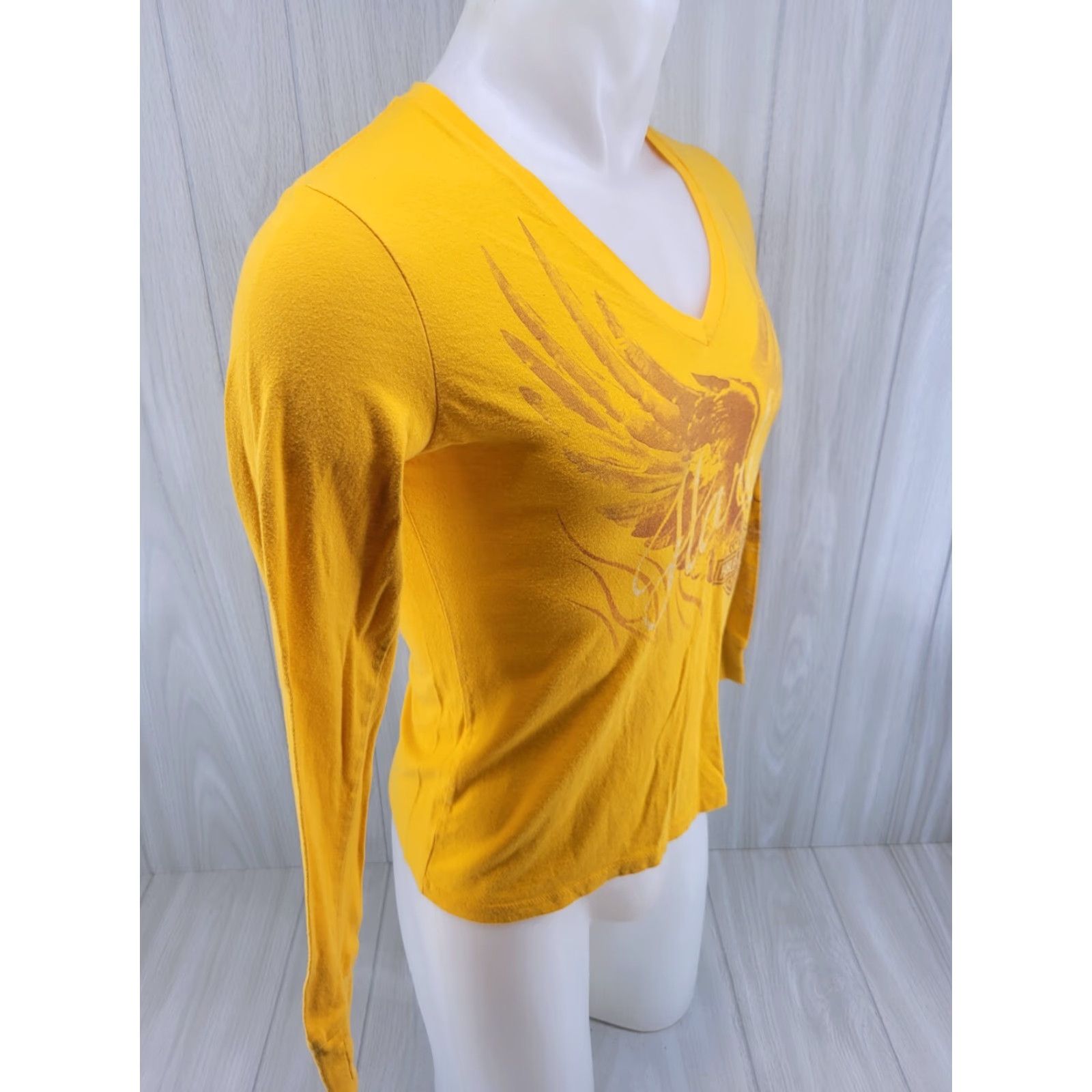 Harley Davidson VINTAGE Wisconsin Harley-Davidson LS Shirt Womens M V Neck Yellow Orange Harley-Davidson Shirt Ladies Medium Gold Size M / US 6-8 / IT 42-44 - 6 Thumbnail