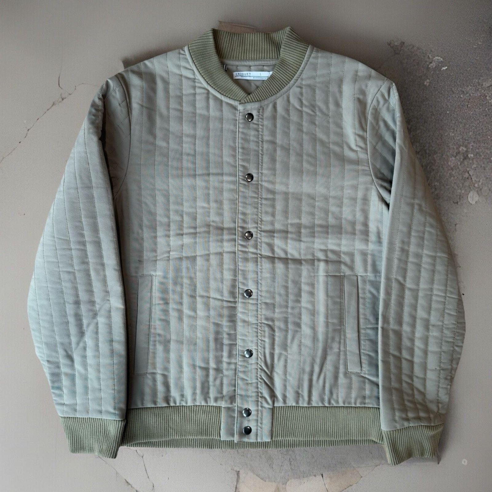 Criquet Criquet Quilted Bomber Jacket L Khaki Green Button Outerwear Size US L / EU 52-54 / 3 - 1 Thumbnail