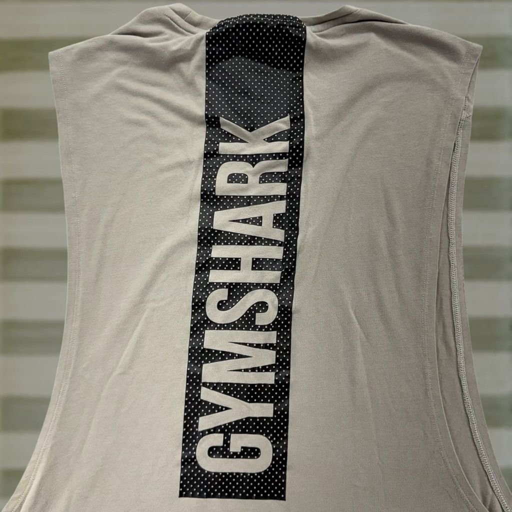 Gymshark Tank Adult Large Grey Beige Critical Bold Drop Arm Activewear Mens in Gray, Men's