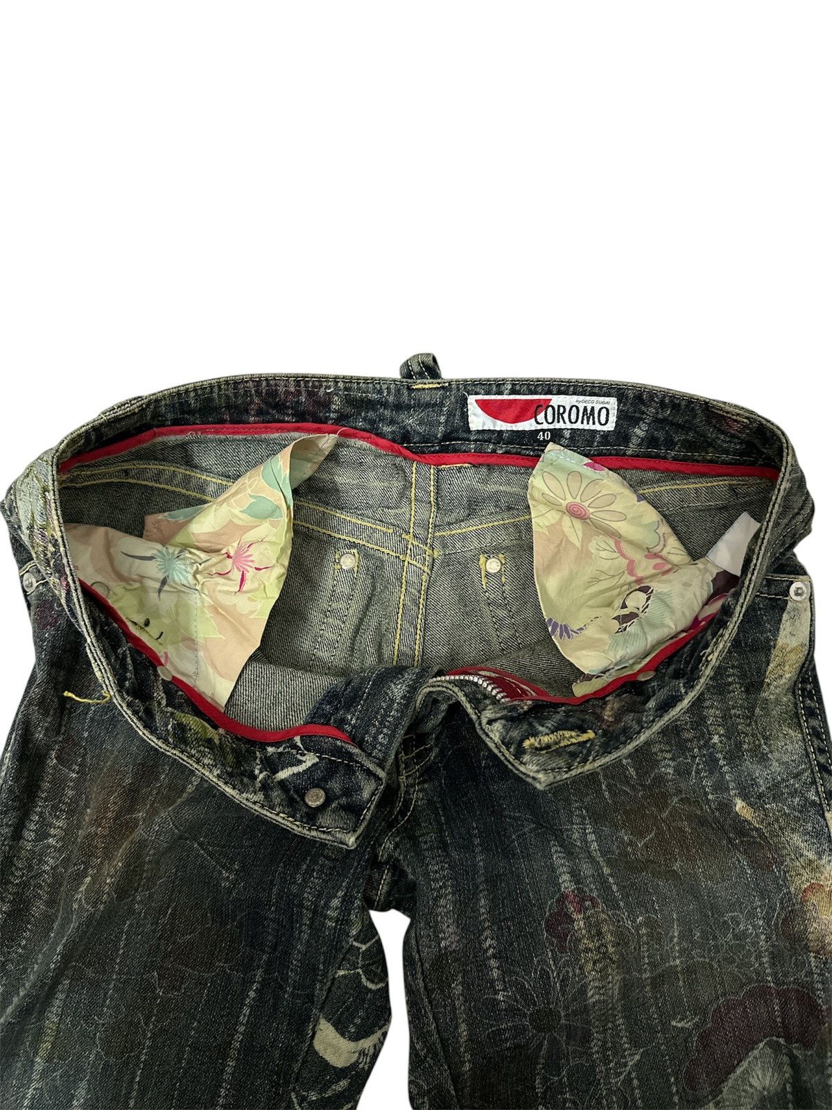 If Six Was Nine 2000s Coromo Flare Jeans Japanese Art Lgb Goa Y2K Style Size US 29 - 3 Thumbnail