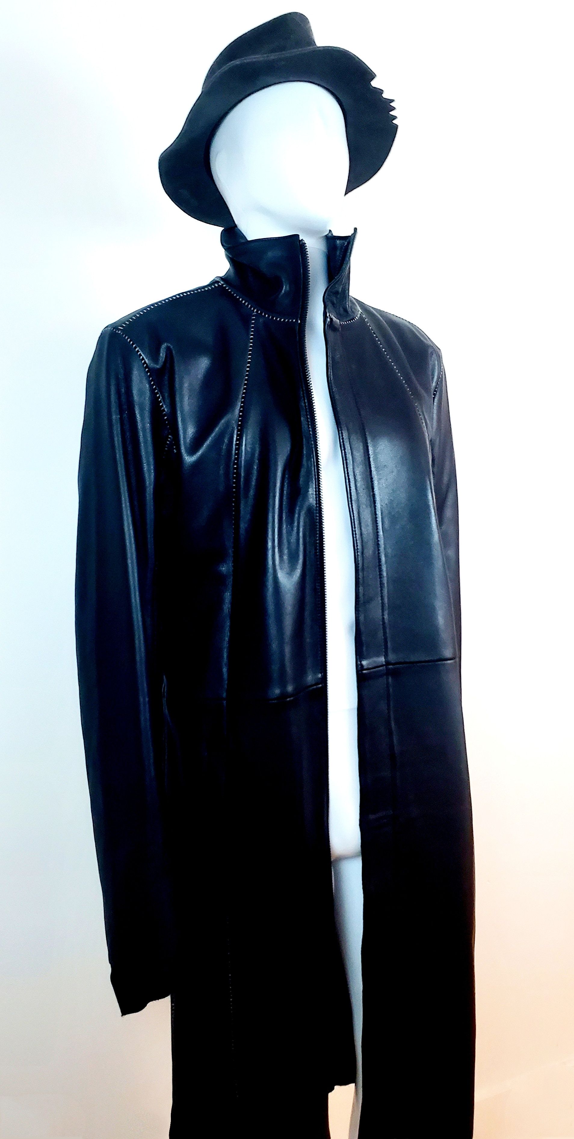 Army Of Me Army of Me Draped Genuine Leather Parka Overcoat Jacket Size US XL / EU 56 / 4 - 10 Thumbnail