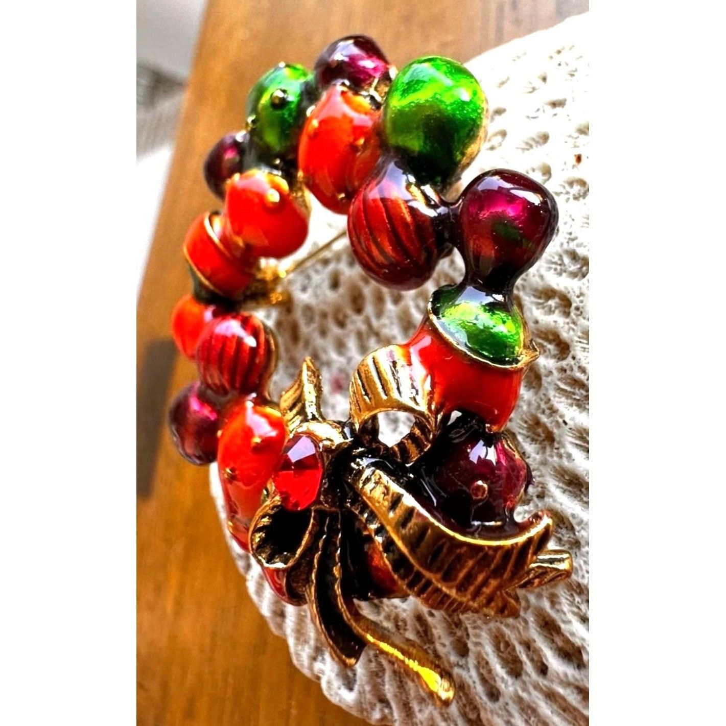 Handmade Christmas Wreath Brooch Pin New Ornaments Festive Winter Hol Size ONE SIZE - 9 Thumbnail