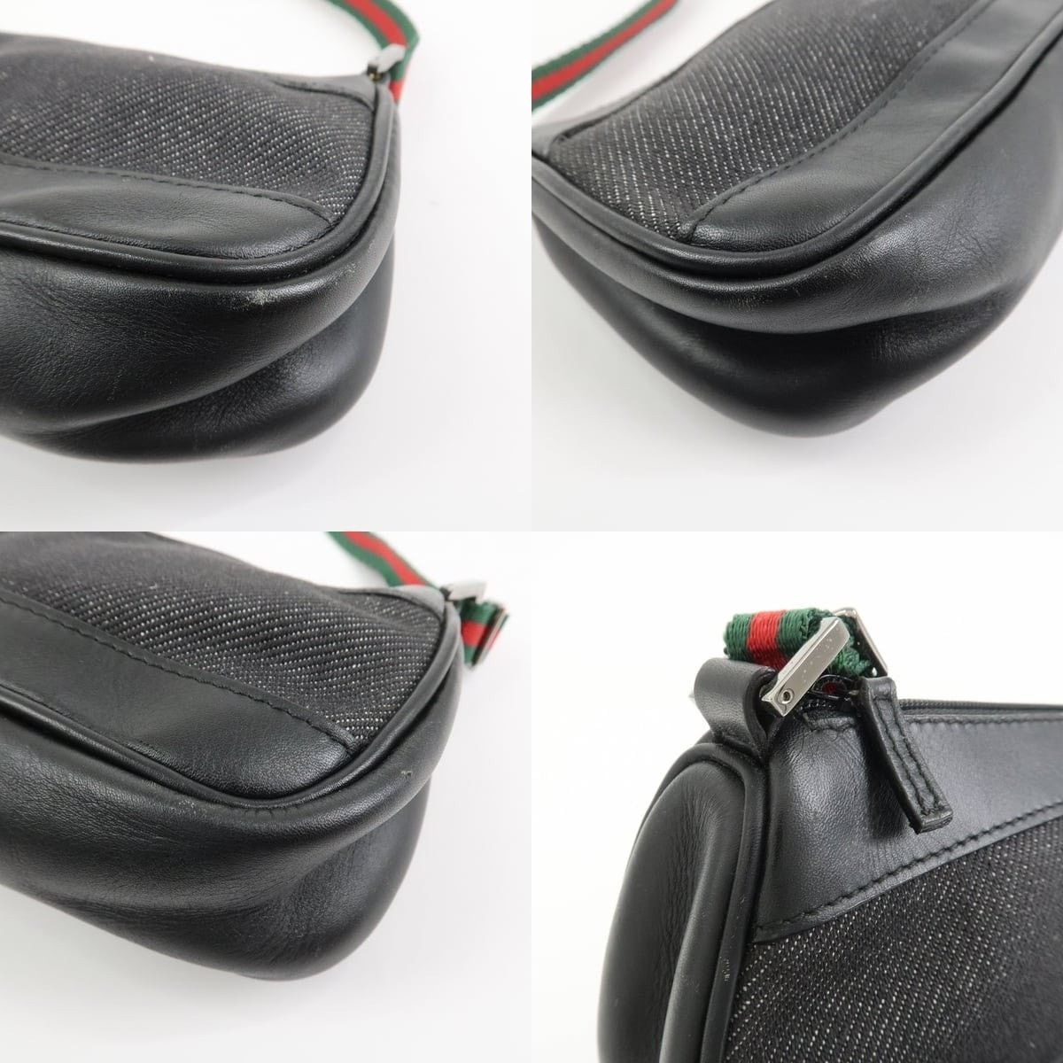 Gucci Gucci Sherry Denim & Leather Shoulder Bag Black Size ONE SIZE - 5 Thumbnail