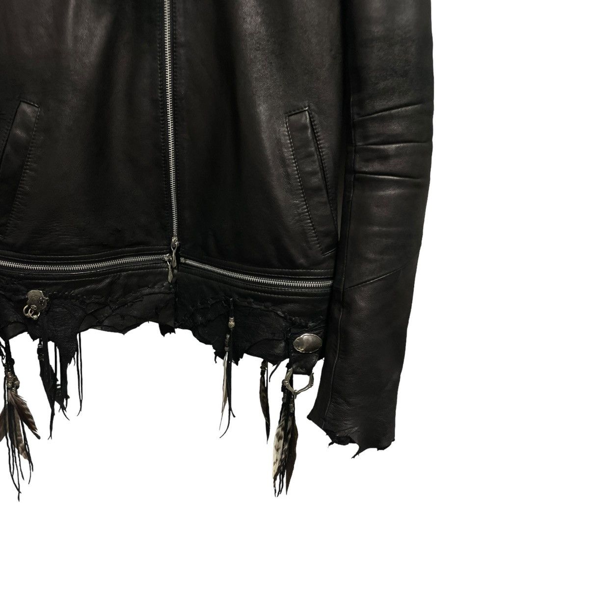 14th addiction fox fur crosszip leather jacket