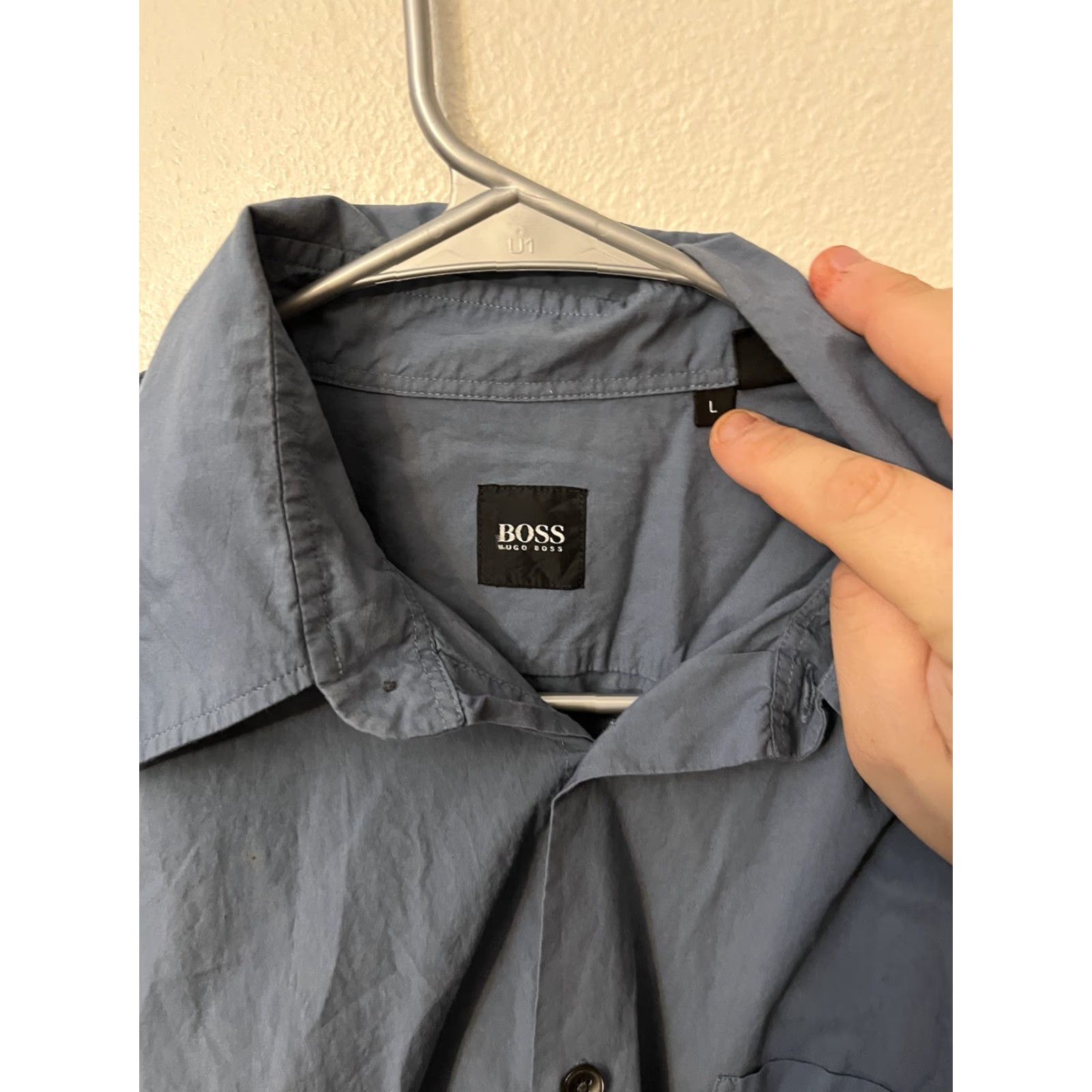 Hugo Boss Hugo Boss Mens Shirt Large Blue Long Sleeve Button Up Collar Size US L / EU 52-54 / 3 - 3 Thumbnail