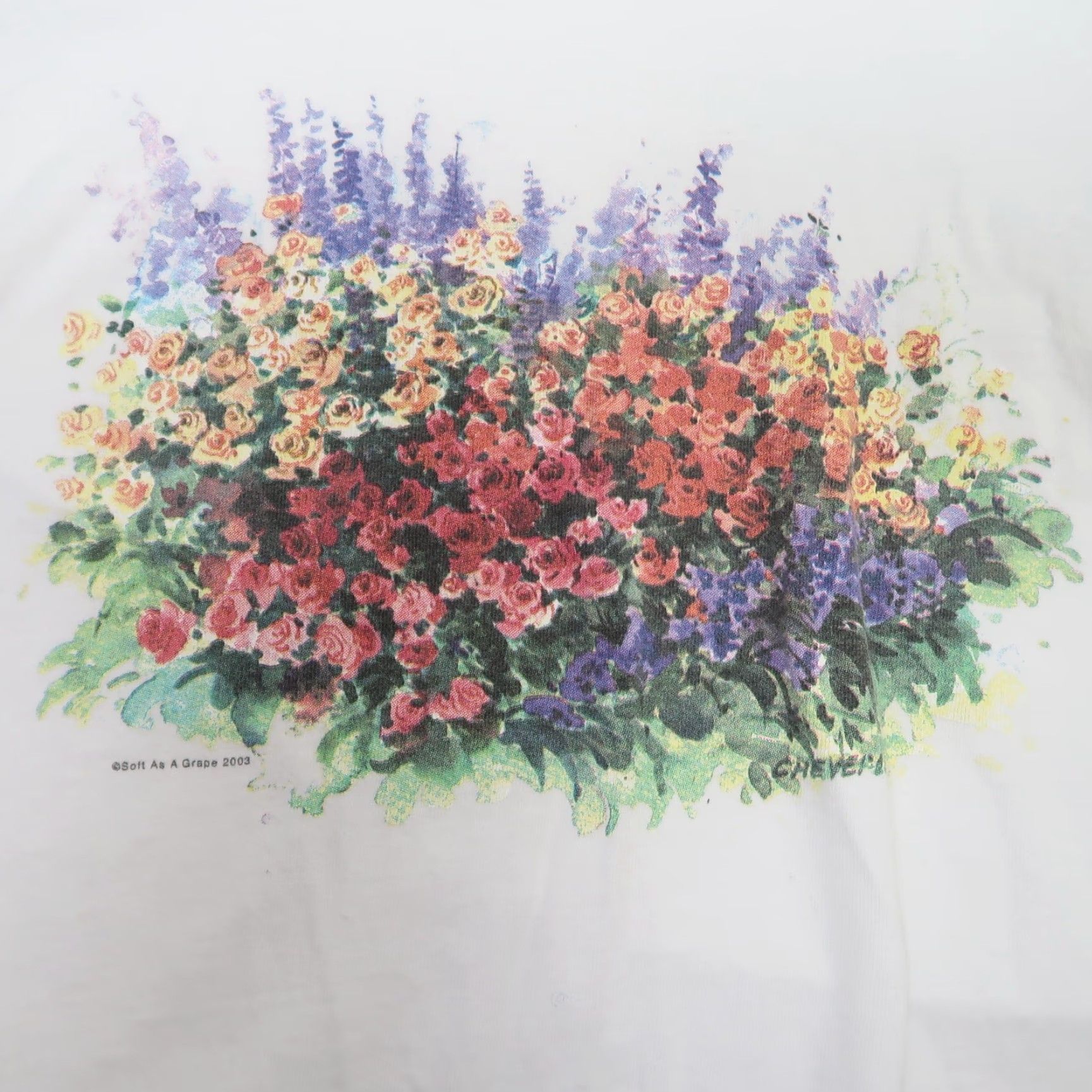 Vintage VINTAGE 90s Soft As A Grape white floral bouquet cropped tee L Womens T-Shirt 100% Cotton Short Sleeve Size L / US 10 / IT 46 - 2 Thumbnail