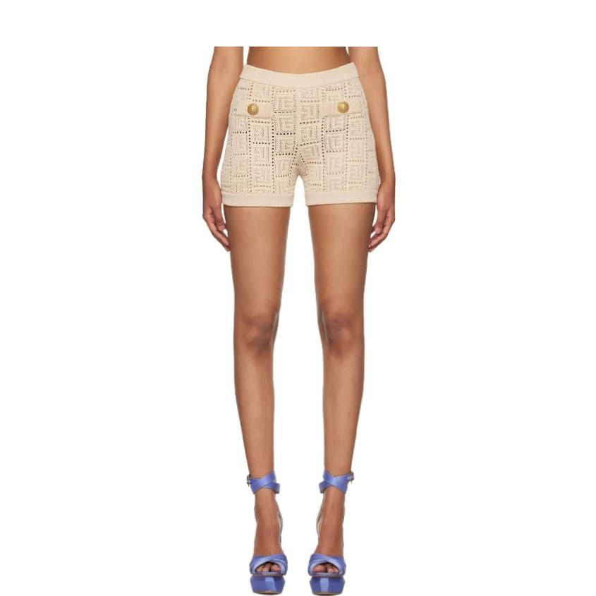 Balmain o1y0625 Short in Beige Size 28" / US 6 / IT 42 - 1 Thumbnail