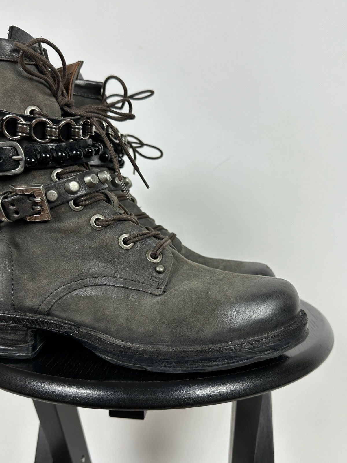 A.S.98 A.S.98. Airstep Grey Leather Biker Ankle Boots Size US 8 / IT 38 - 14 Thumbnail