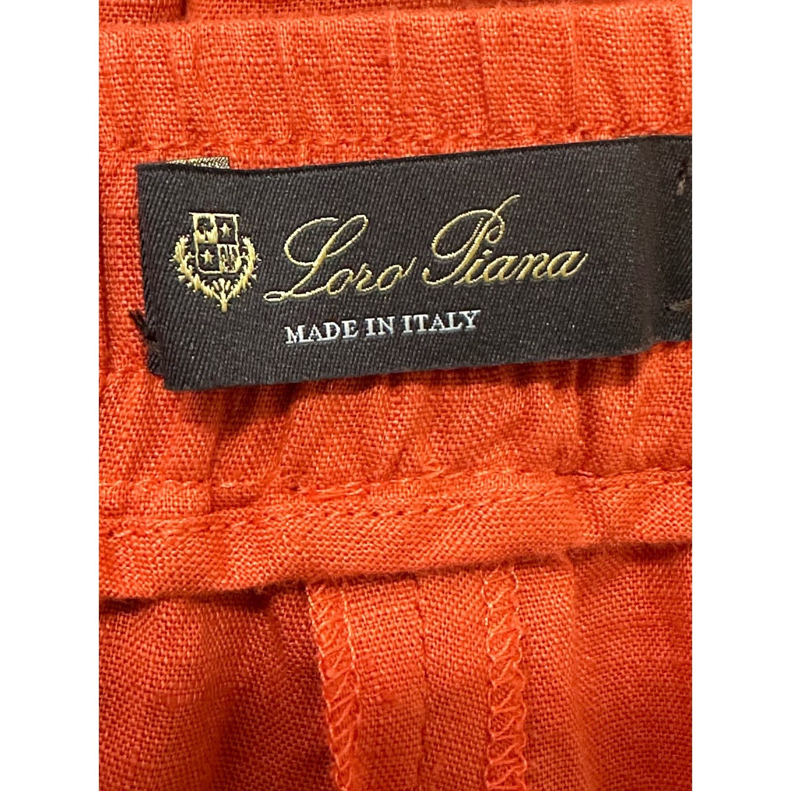 Loro Piana Loro Piana Orange linen pull on shorts size Large Size 36" / US 14 / IT 50 - 3 Thumbnail
