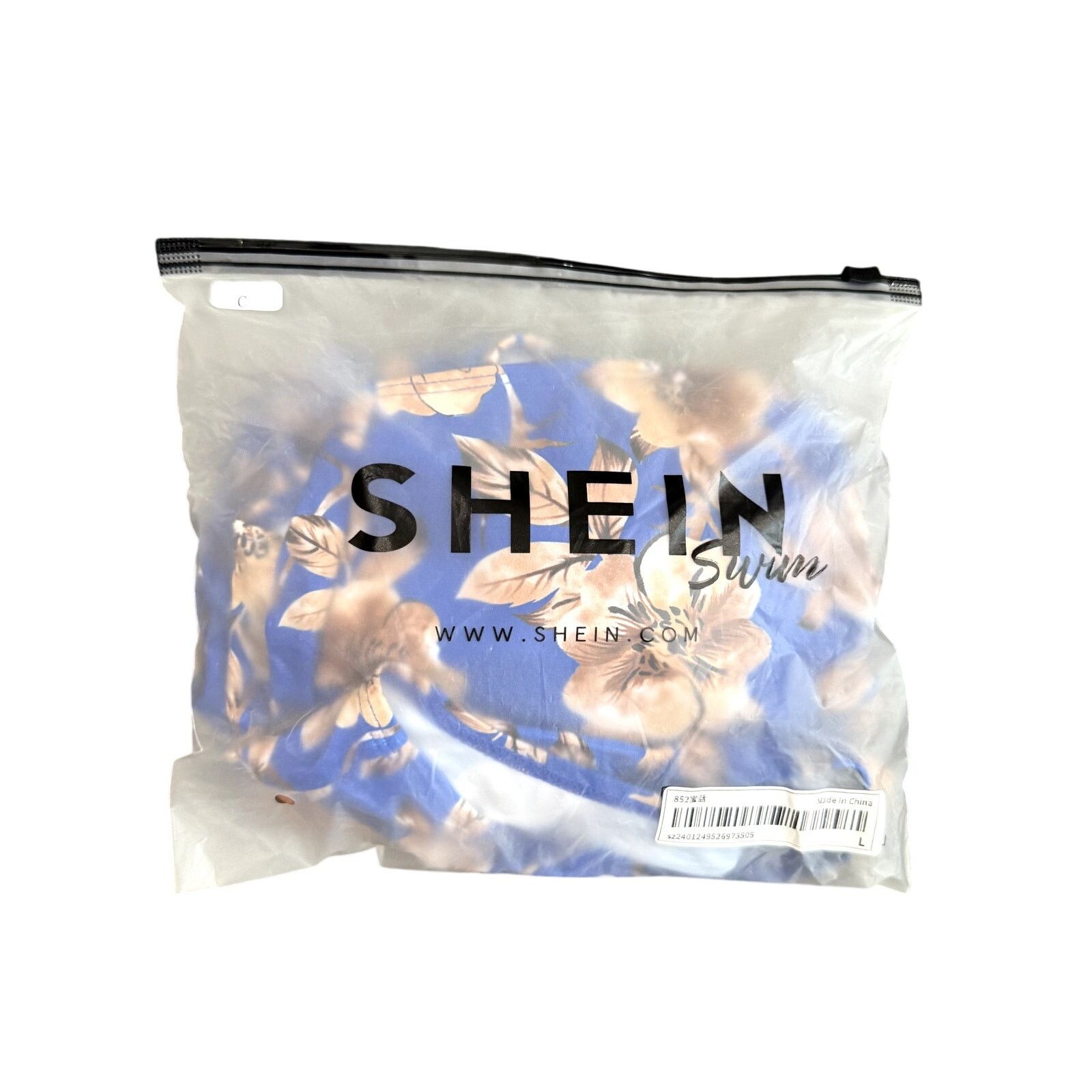 Shein Floral Ring Accent Bandeau Bikini in Blue, Size S Size ONE SIZE - 3 Thumbnail
