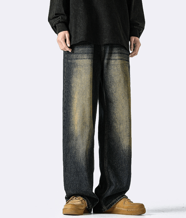 Japanese Brand Retro distressed washed street loose straight casual jeans Size US 32 / EU 48 - 1 Thumbnail