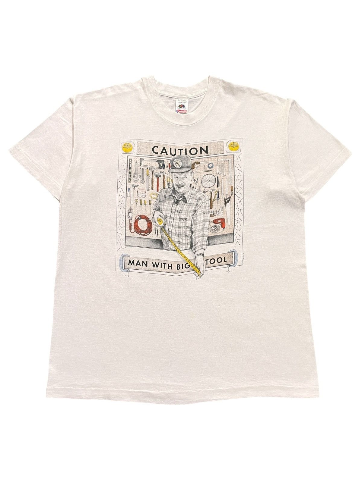Vintage 1990s Caution Man With Big Tool by Peggy Murray Size US XL / EU 56 / 4 - 1 Thumbnail