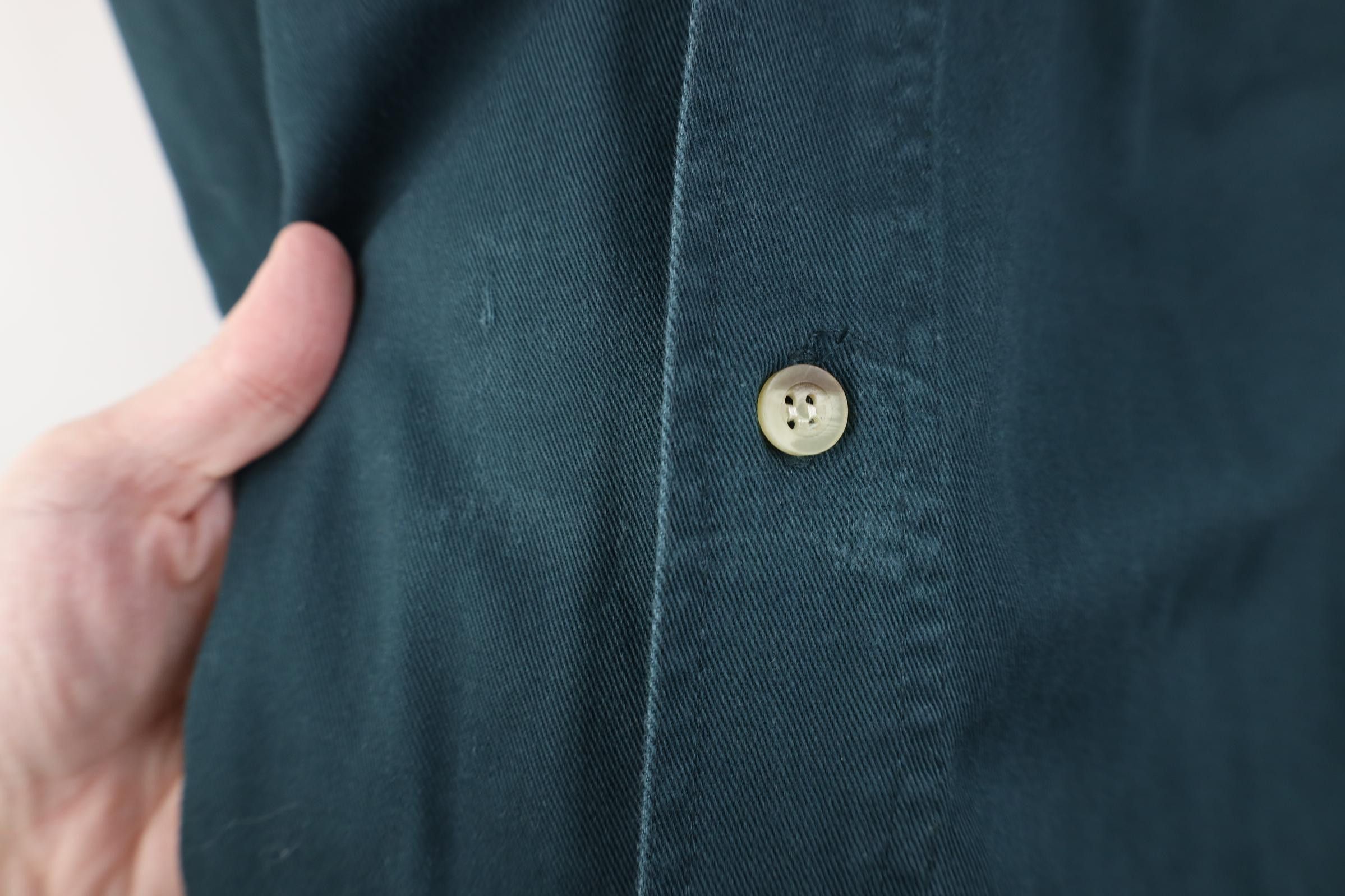 Vintage Vintage 90s Streetwear Denim Band Collar Button Shirt Green Size US M / EU 48-50 / 2 - 4 Thumbnail