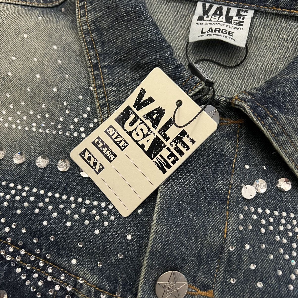 Vale Vale Forever All Over Rhinestone Denim Trucker Jacket Size US L / EU 52-54 / 3 - 11 Thumbnail