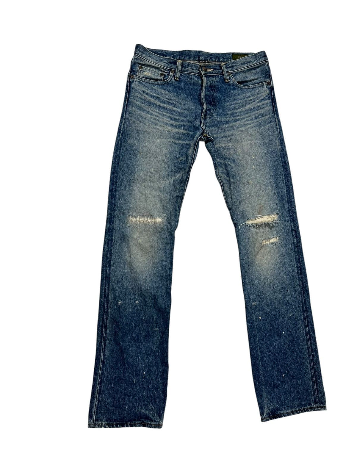 Designer × Japanese Brand GREEN JAPANESE BRAND DISTRESS SELVEDGE JEANS Size US 32 / EU 48 - 1 Thumbnail