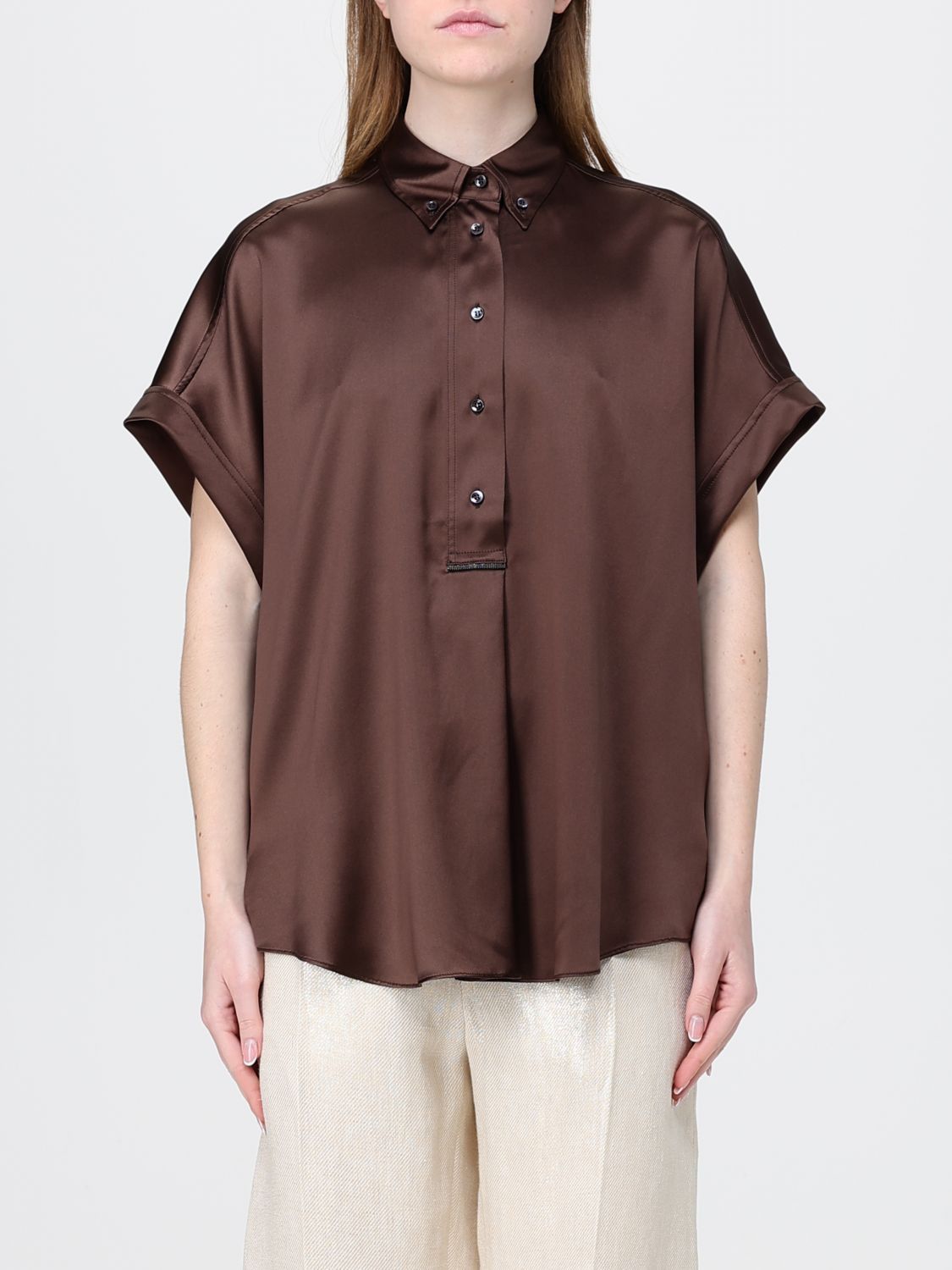Brunello Cucinelli Brunello Cucinelli Shirt Woman Brown Size S / US 4 / IT 40 - 1 Thumbnail