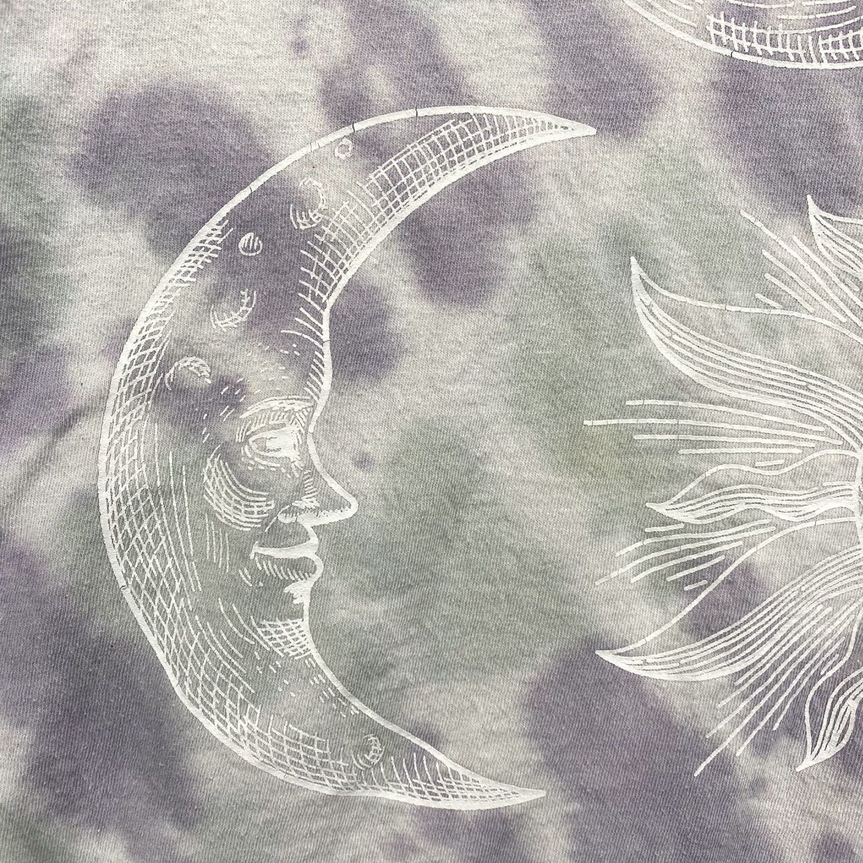 Vintage VINTAGE Desert Dreamer Women's T-Shirt Boxy Fit Summer Tie Dye Purple White Short Sleeve Moon Sun Boho Casual Size L / US 10 / IT 46 - 6 Thumbnail