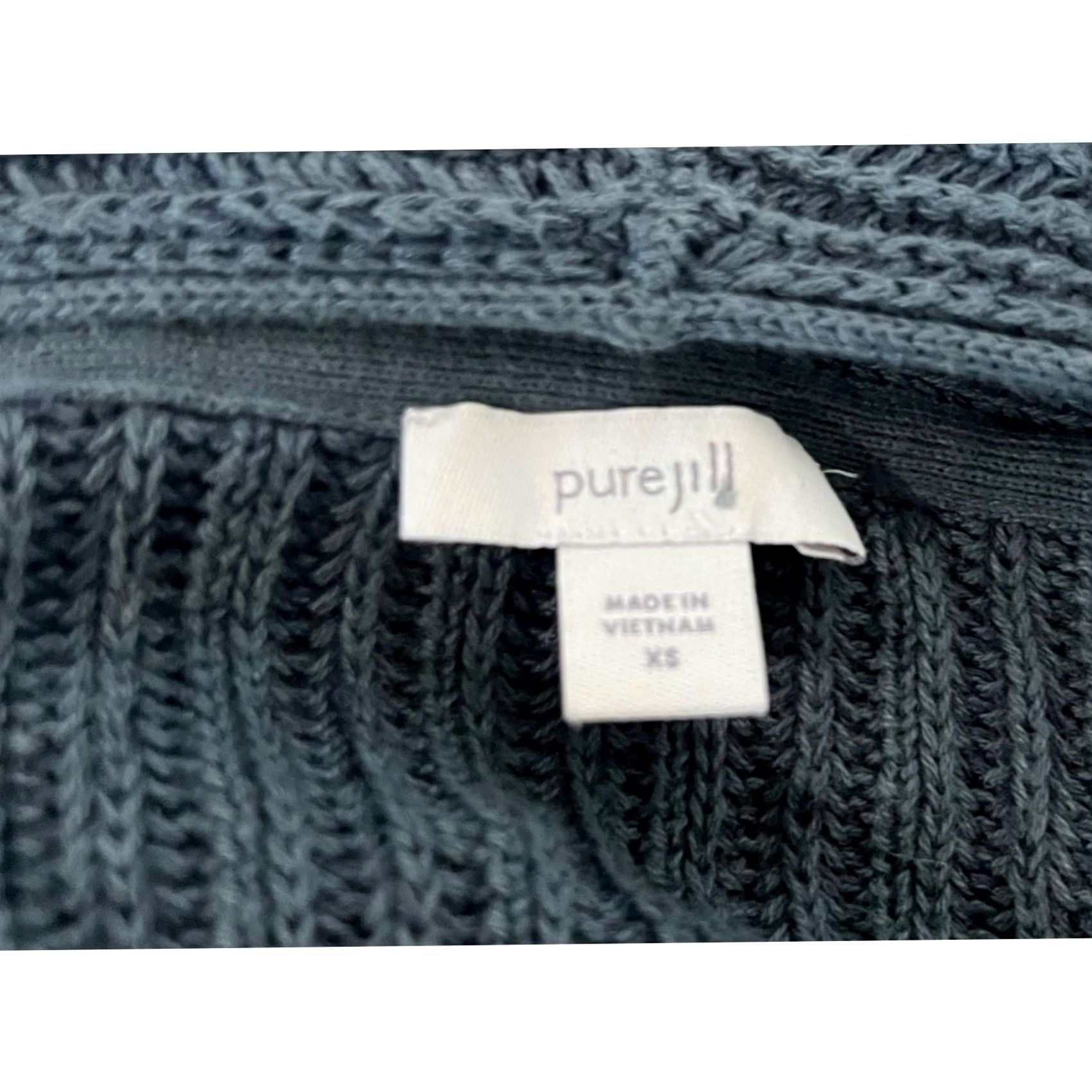 J. Jill VINTAGE? Pure J. Jill Cardigan Sweater Cotton Knit Safety Pin Closure Oversized Womens XS Blue Cardigan Size XS / US 0-2 / IT 36-38 - 7 Thumbnail