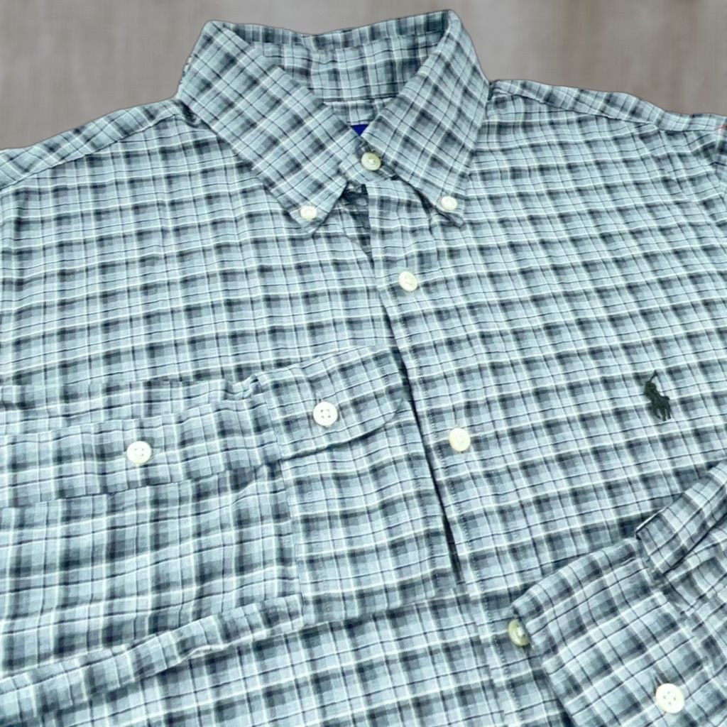 Ralph Lauren Ralph Lauren Shirt Men Medium Gray Plaid Button Up Dress Tartan Pony Soft Adult Size 42R - 1 Thumbnail