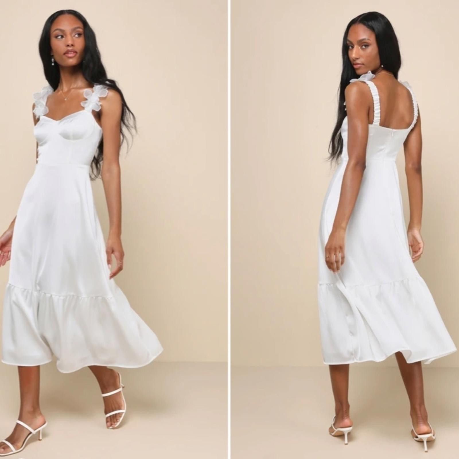 Lulus LULU's Bridal Shower Reception Sexy Bustier Floral Midi Size M / US 6-8 / IT 42-44 - 4 Thumbnail