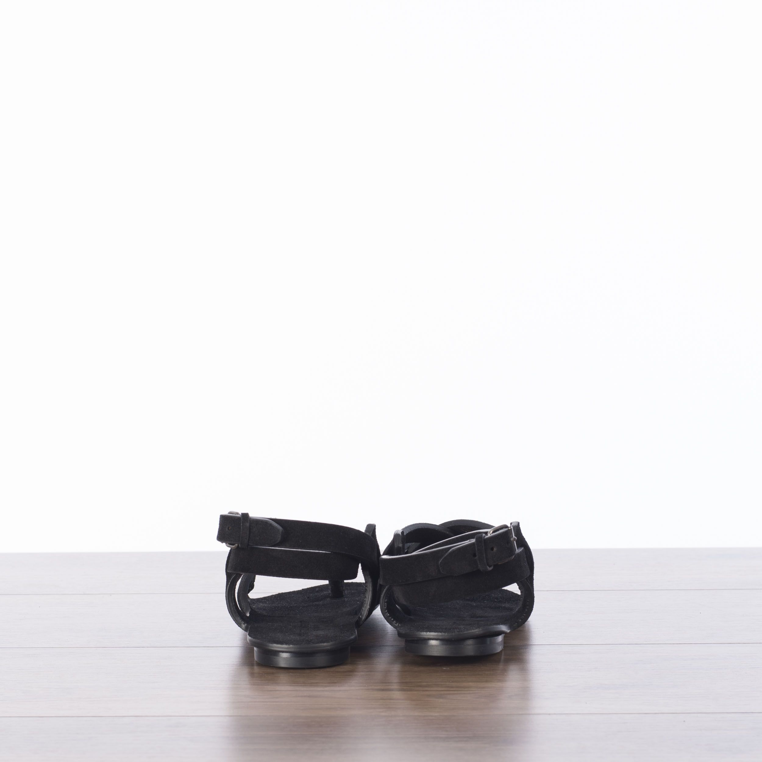 Saint Laurent Paris Culver Flat Buckle Sandals In Black Suede Size US 6 / IT 36 - 7 Thumbnail