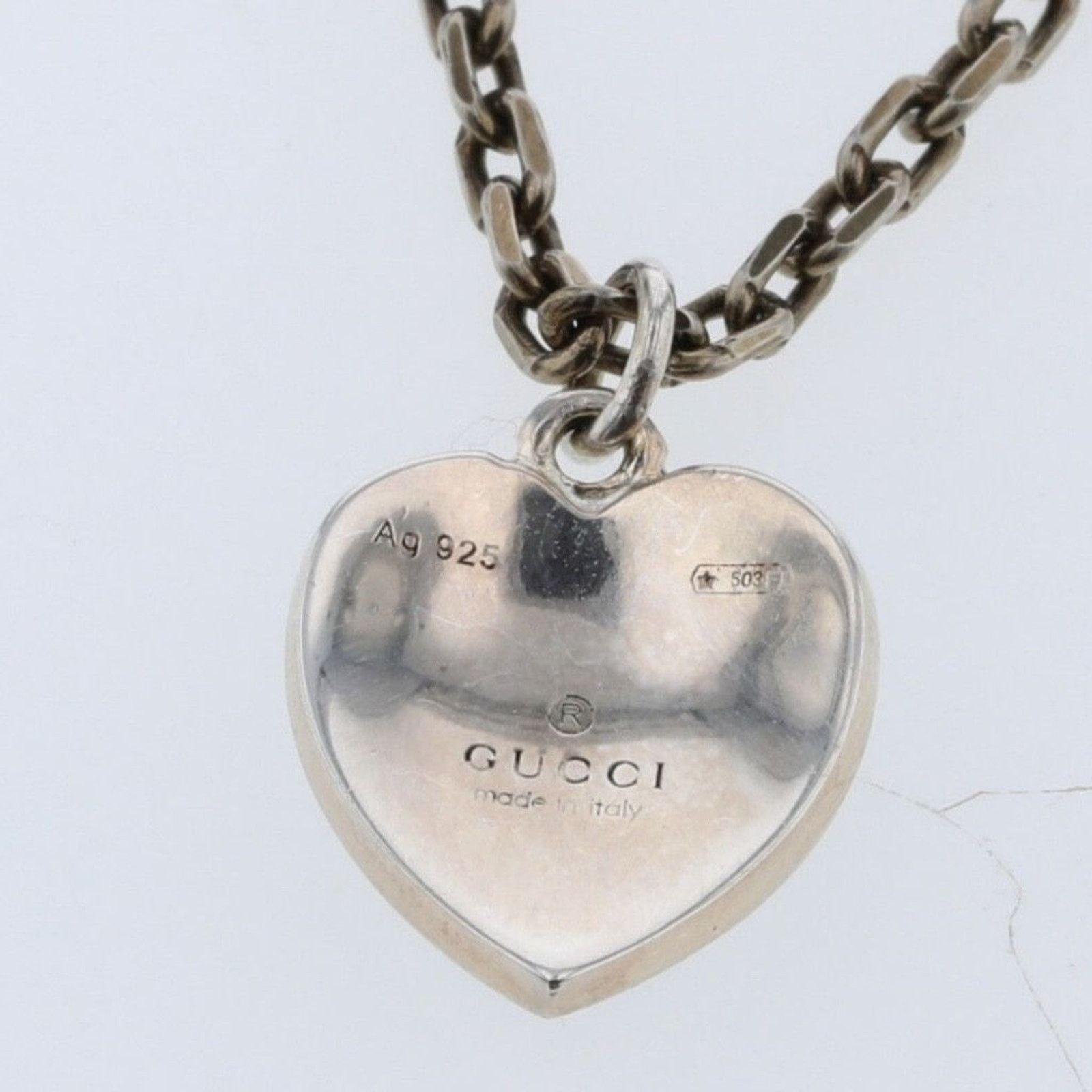 Gucci Gucci Sterling Silver Blue Heart Pendant Necklace Size ONE SIZE - 3 Thumbnail