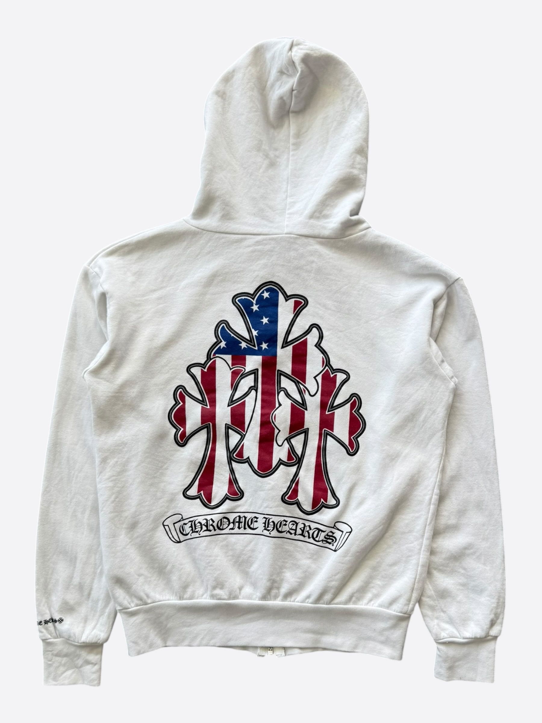 Chrome Hearts White & Black USA Triple Cross Logo Zip Up Hoodie Size US XS / EU 42 / 0 - 1 Thumbnail