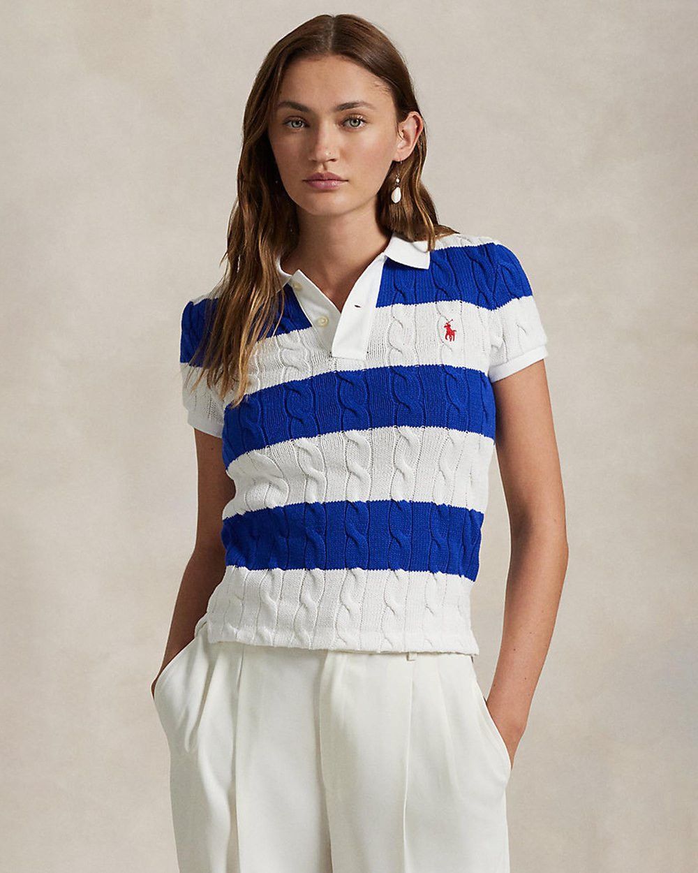 🔥 Polo Ralph Lauren Slim Fit Cable-Knit Polo Shirt Sweater