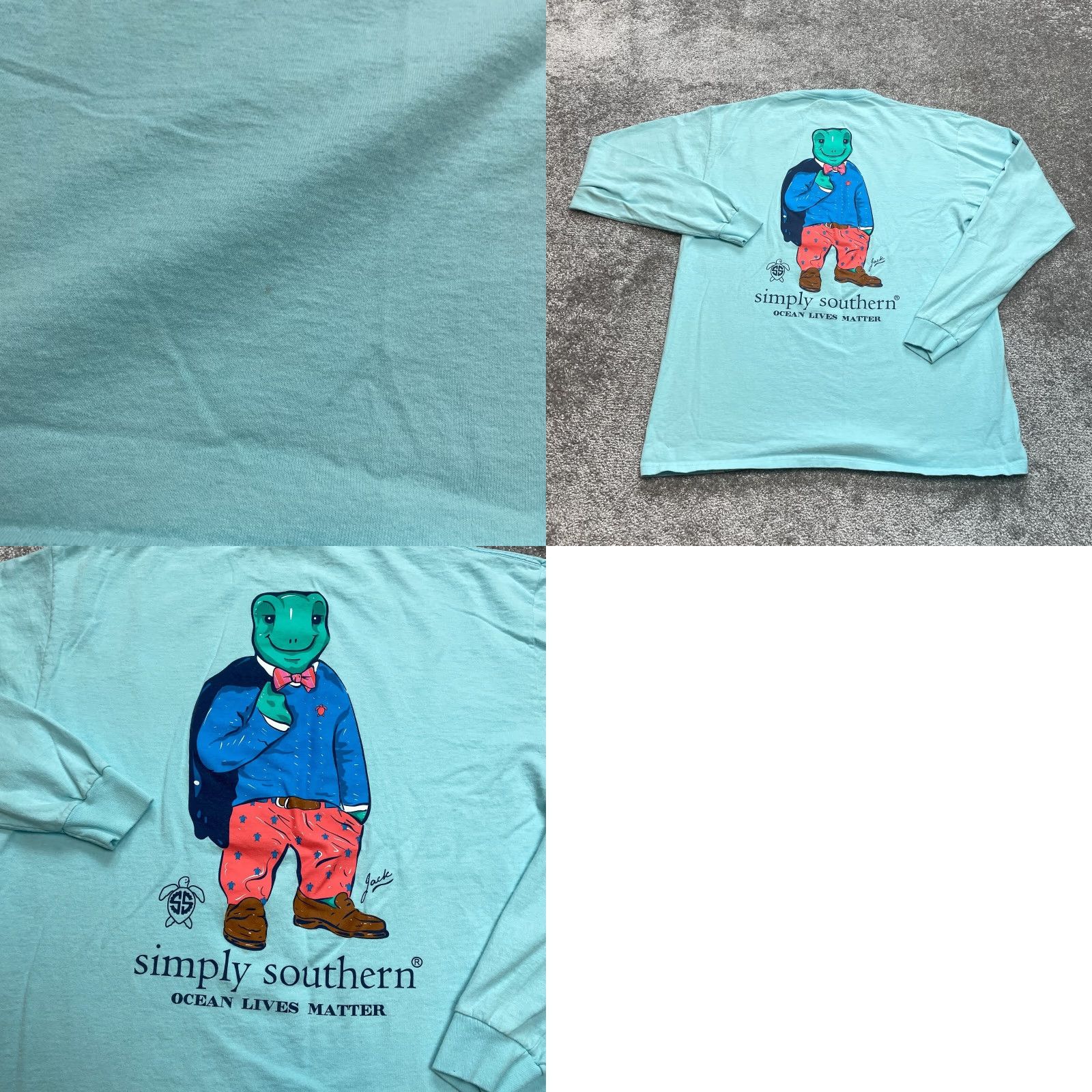 Vintage Simply Southern Shirt Mens Large Light Blue Long Sleeve Ocean Lives Matter Tee Shirt Size US L / EU 52-54 / 3 - 9 Thumbnail