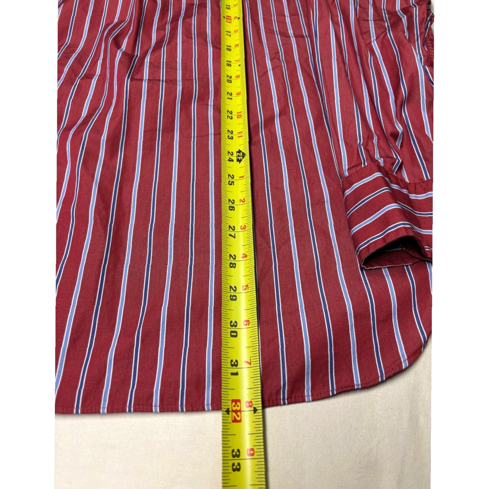 Faconnable Faconnable Classique Button-Down Shirt Mens XL Striped Burgundy Red Blue White Pattern Classic 50in Chest Vintage No Size US XL / EU 56 / 4 - 7 Thumbnail
