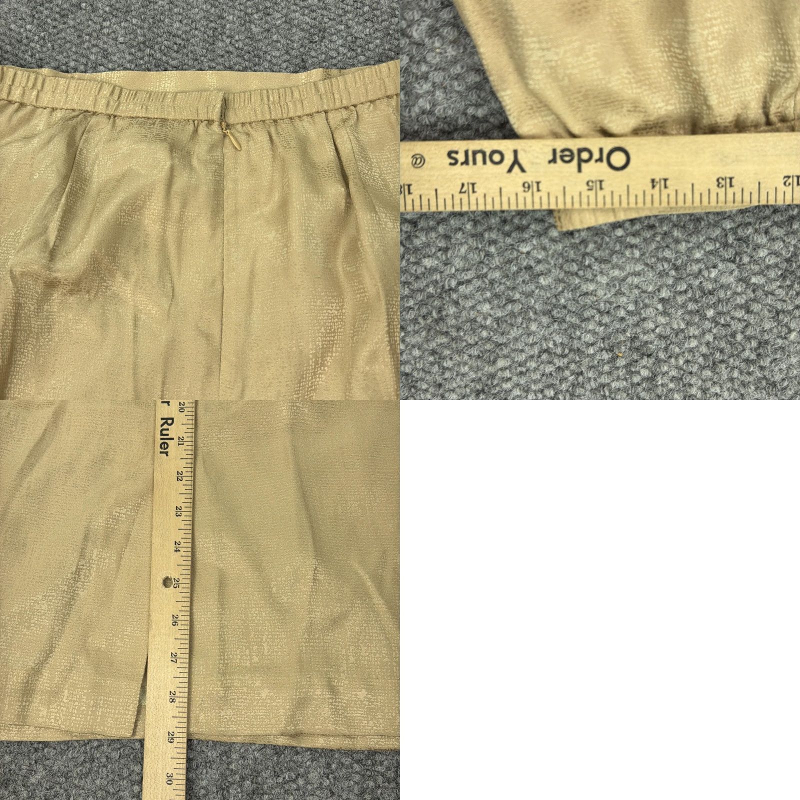 Adrianna Papell Adrianna Papell Skirt Womens 16 Gold 100% Silk Midi Pencil Career Formal Slit Lined Elastic Zip Size 38" / US 16 / IT 52 - 8 Thumbnail