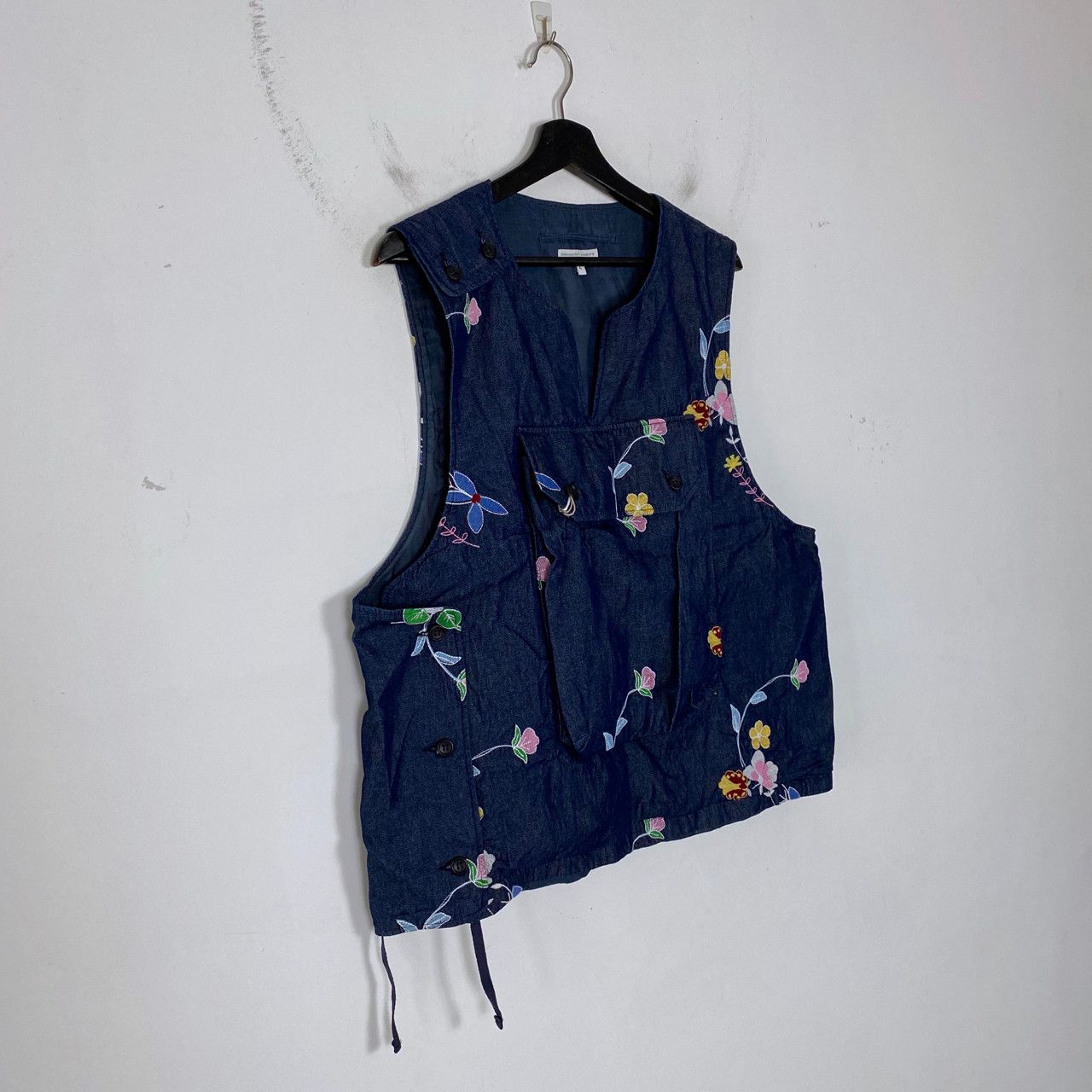 Engineered Garments INDIGO DENIM FLORAL EMBROIDERY COVER VEST Size US L / EU 52-54 / 3 - 3 Thumbnail