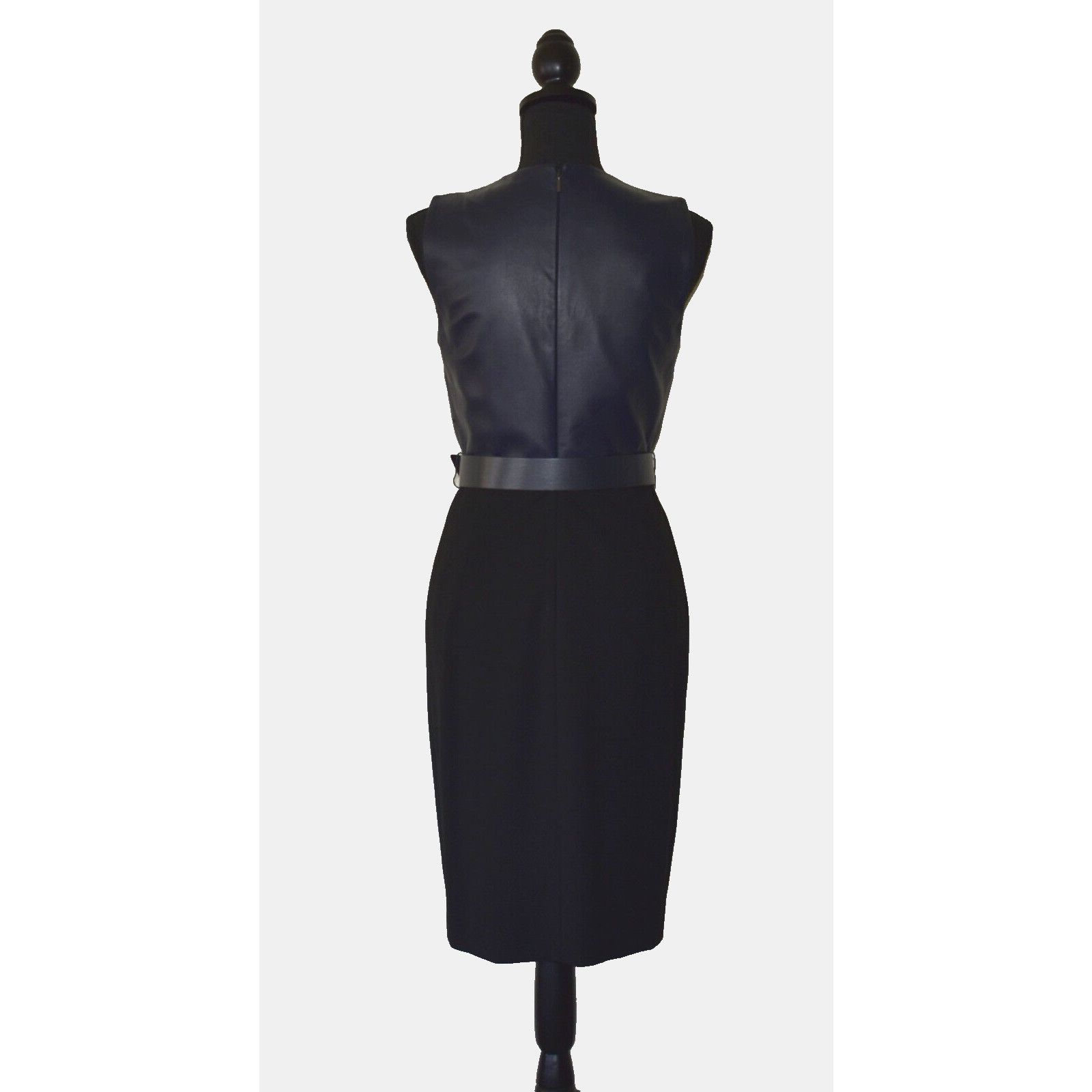 Elie Tahari ELIE TAHARI Isadora Leather Combo Sleeveless Buckle Dress 4 Size S / US 4 / IT 40 - 3 Thumbnail