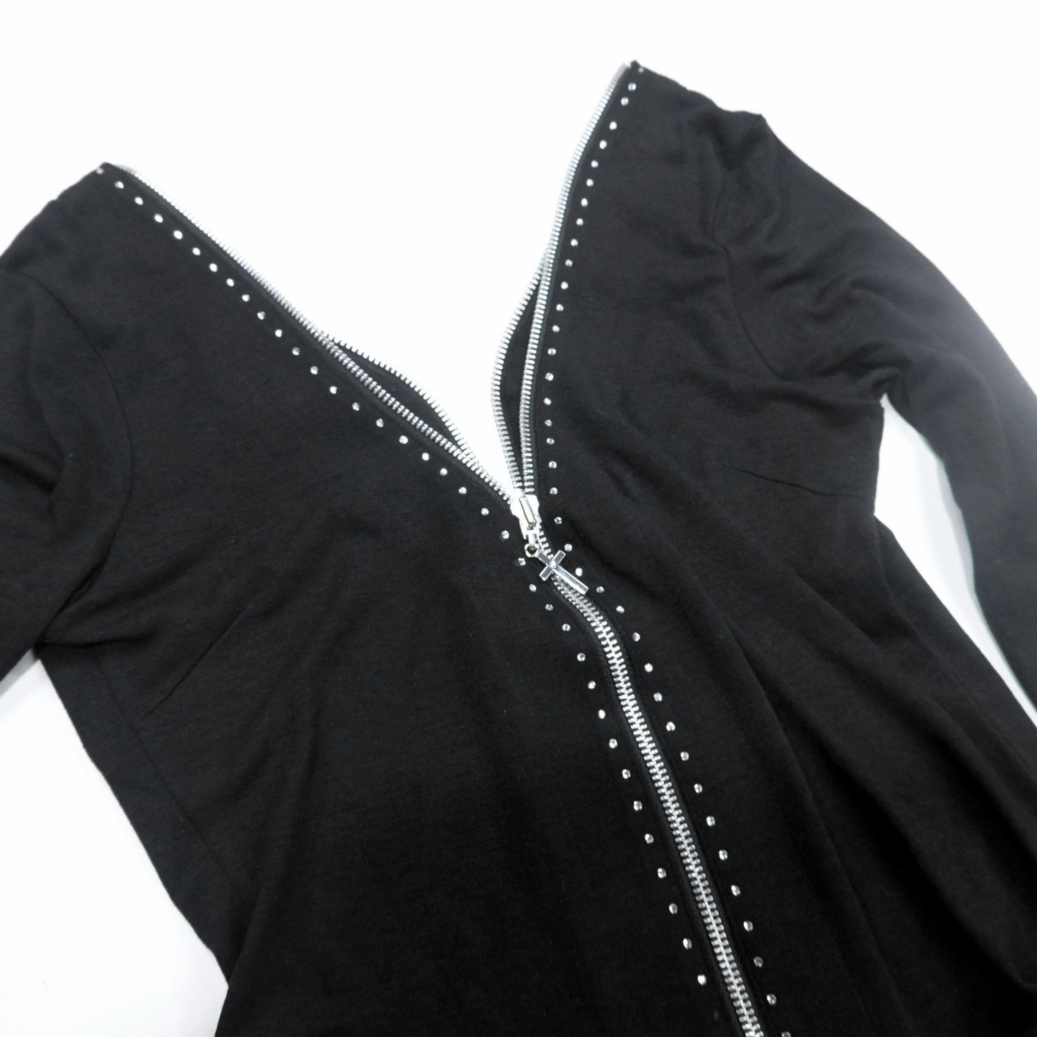 14th Addiction BEATRICE DOUBLE FRONT-BACK ZIP-UP LONG SLEEVED CARDIGAN Size S / US 4 / IT 40 - 8 Thumbnail