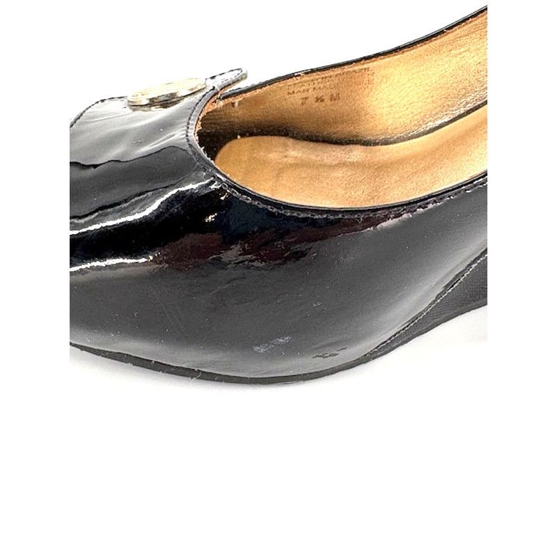Lilly Pulitzer Lilly Pulitzer Patent Leather Peep Toe 3” Wedges in Black Size US 7.5 / IT 37.5 - 7 Thumbnail