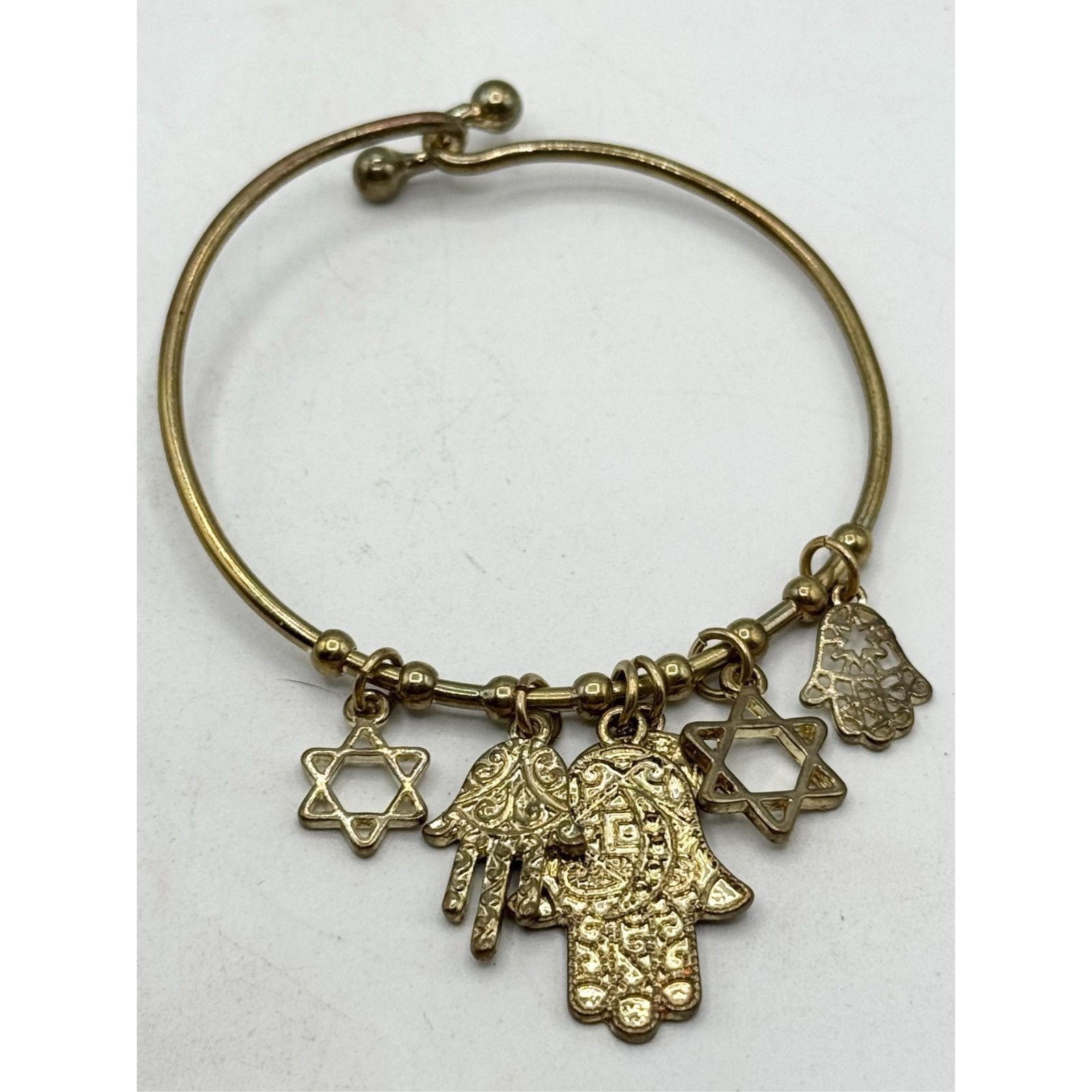 Other Jewish star hamsa hand charm bangle gold bracelet Size ONE SIZE - 2 Thumbnail