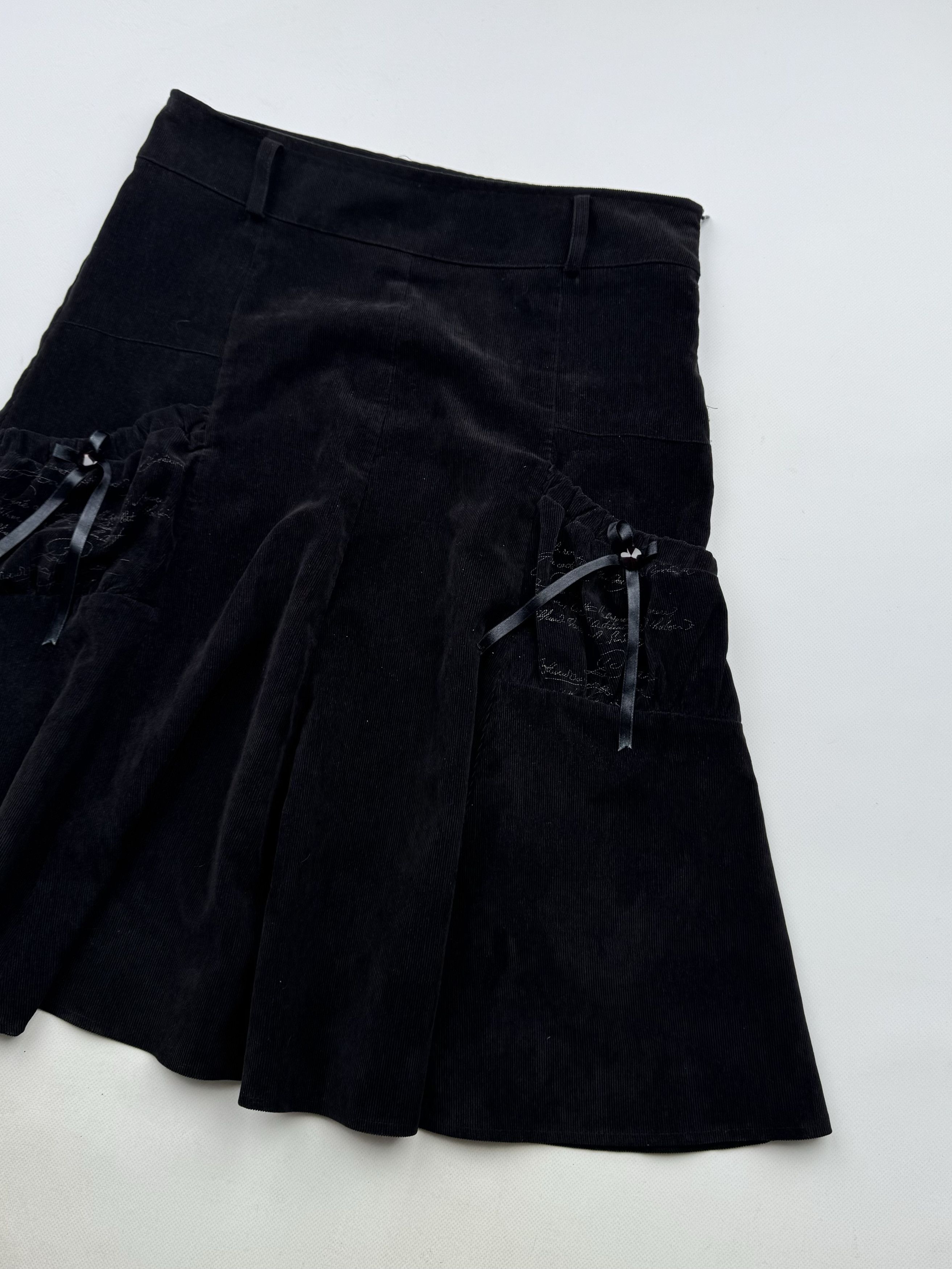 Vintage 90's Corduroy Cargo Flared Skirt B8(V128)E2 Size 32" / US 10 / IT 46 - 3 Thumbnail