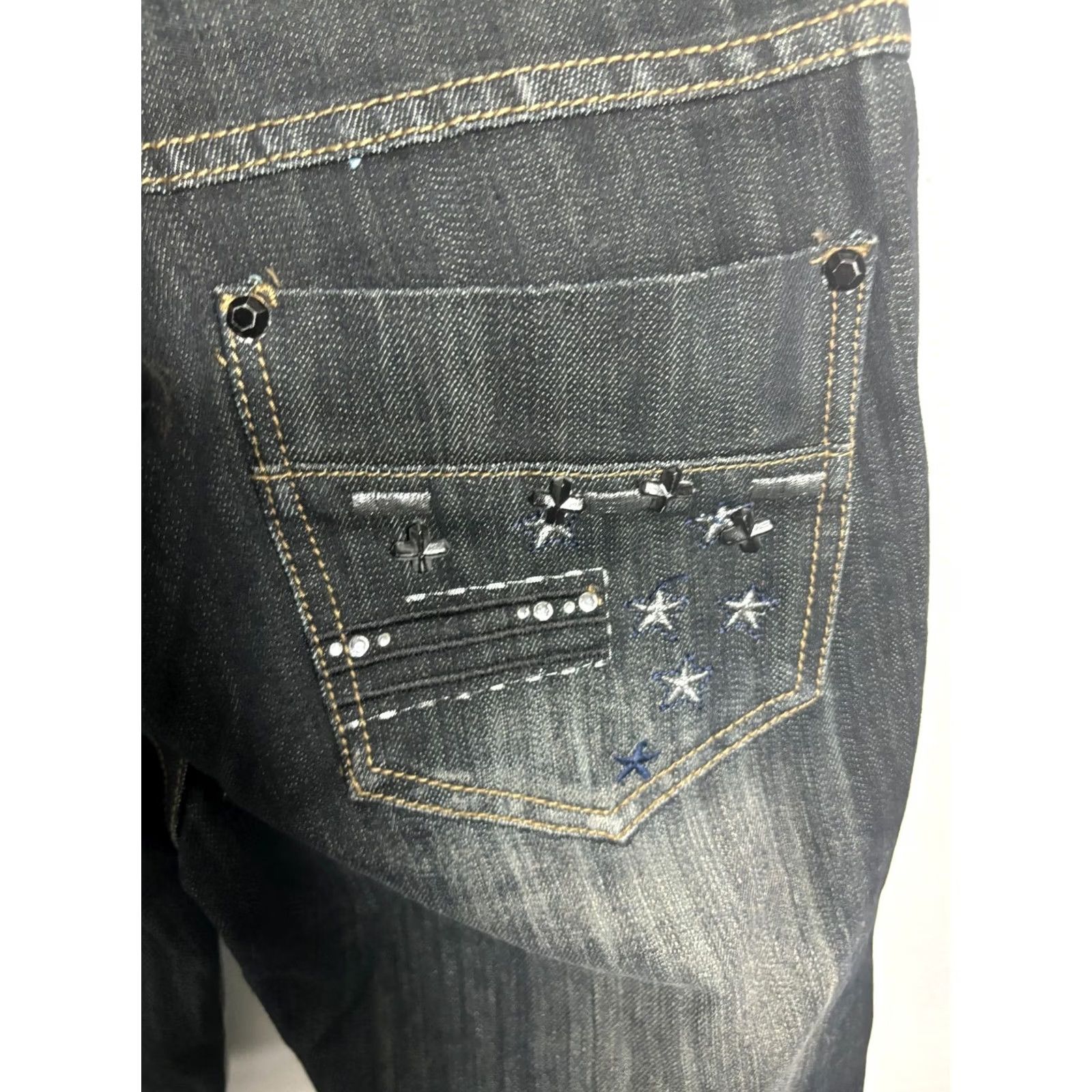 Vintage Platinum Plush Jeans Bootcut Stars Black 7 Women Regular 28 Inseam 33 Denim Cotton/Spandex Polyester NWT NWT bootscut jeans Size 28" / US 6 / IT 42 - 4 Thumbnail
