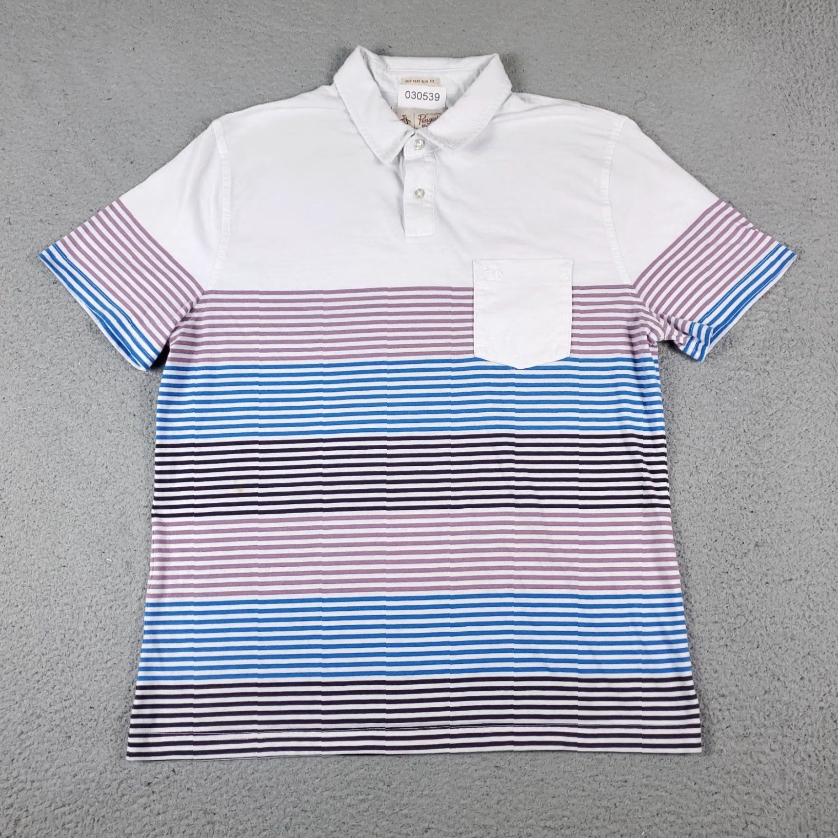 Original Penguin Original Penguin Polo Shirt Mens Large Multicolor Striped Short Sleeve Casual Button-Front Polo Mens Large Multicolor Striped Polo Shirt Size US L / EU 52-54 / 3 - 3 Thumbnail