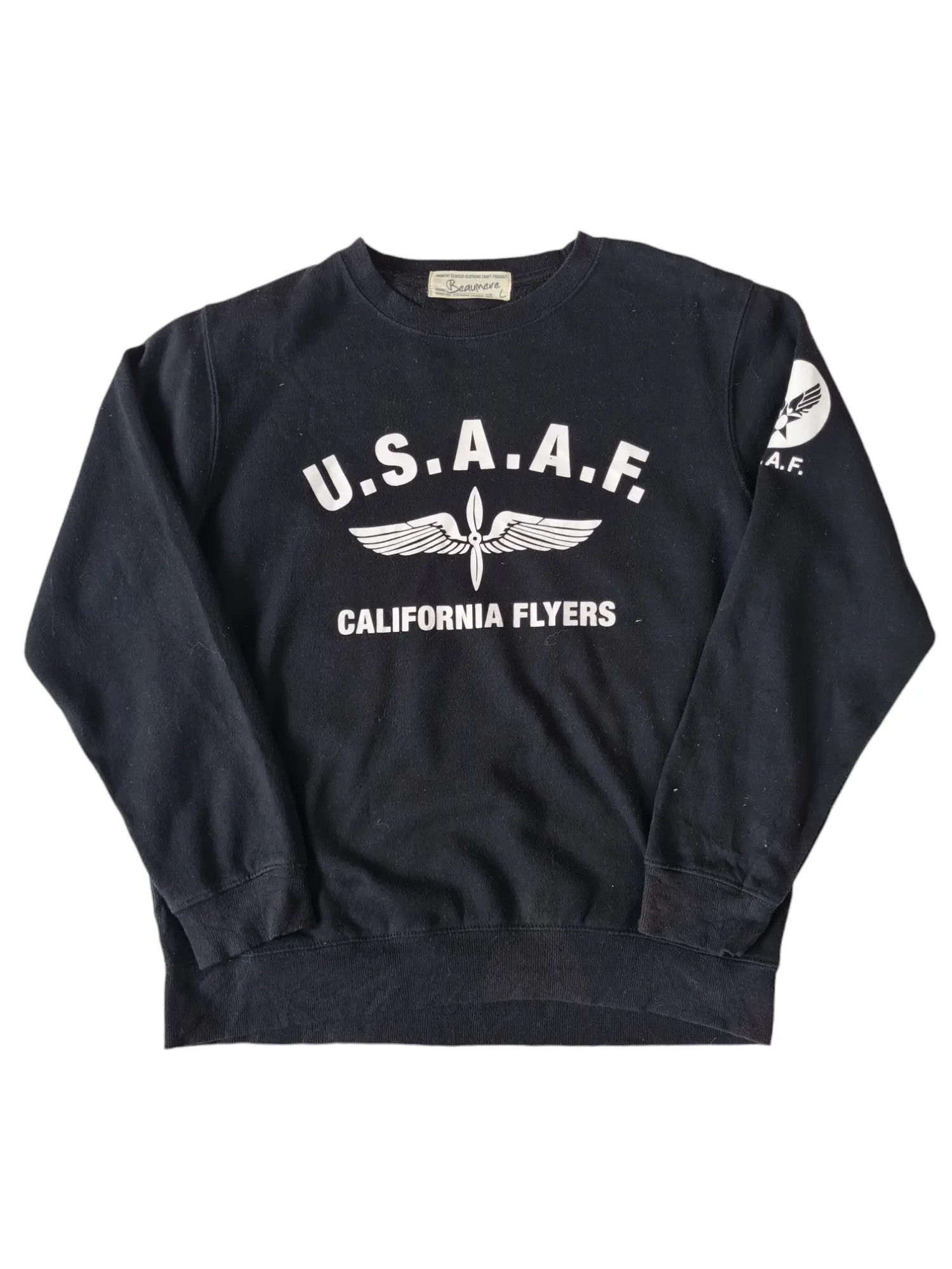 Japanese Brand Vtg Beaumere U.S.A.A.F Sweatshirt Black Size US L / EU 52-54 / 3 - 1 Thumbnail