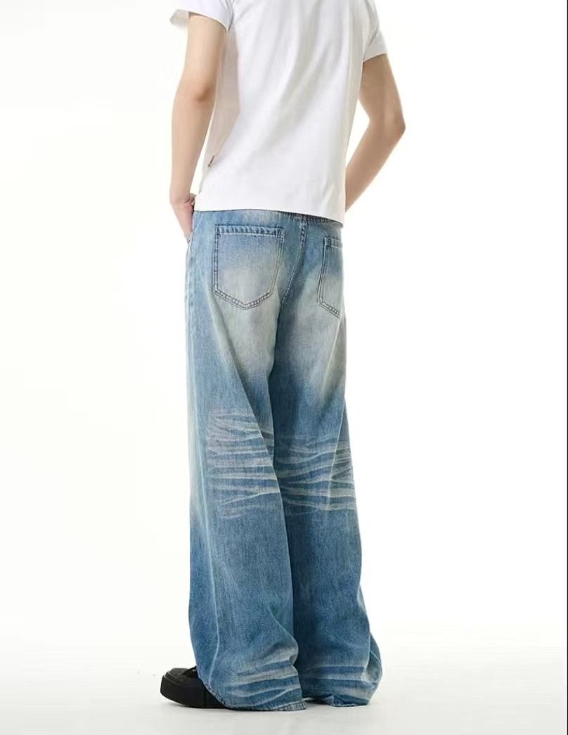 Japanese Brand × Vintage Blue washed vintage distressed oversized straight jeans Size US 32 / EU 48 - 4 Thumbnail