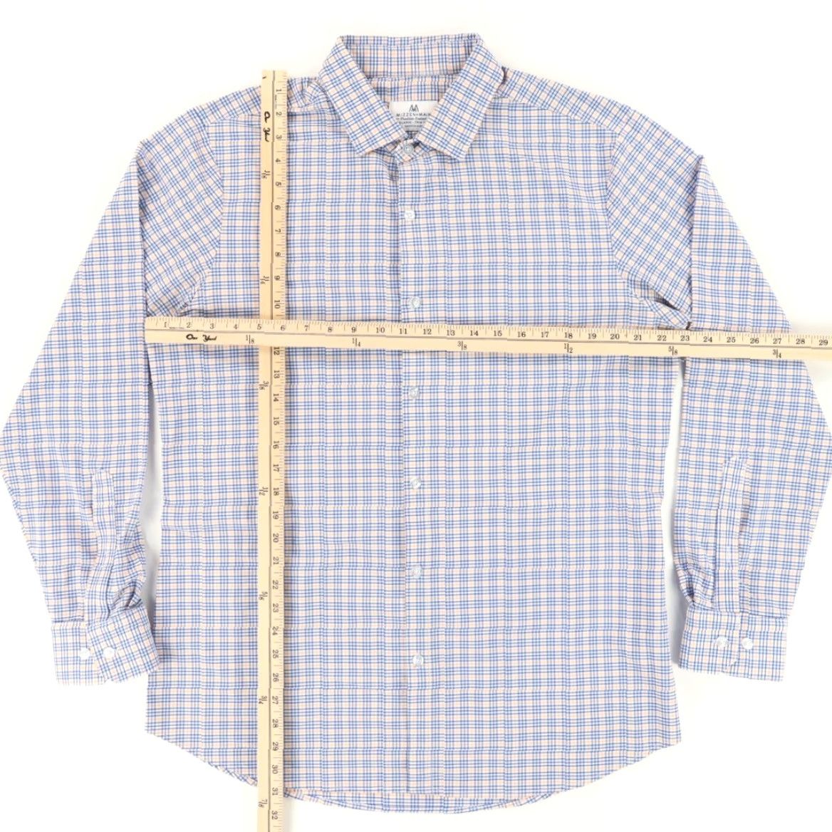 Mizzen+Main Mizzen + Main Shirt Button Up Orange Gingham Trim Fit Men's XL Long Sleeve Slim Size US XL / EU 56 / 4 - 3 Thumbnail