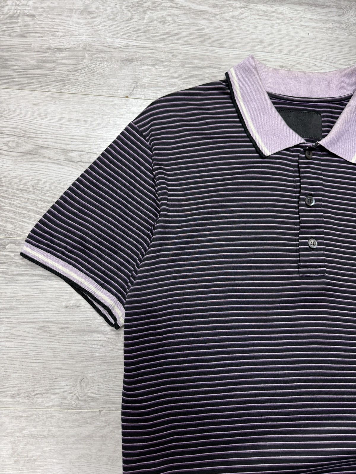 Prada Vintage Prada Men’s Striped Polo T-Shirt Triangle Logo Patch Size US L / EU 52-54 / 3 - 3 Thumbnail