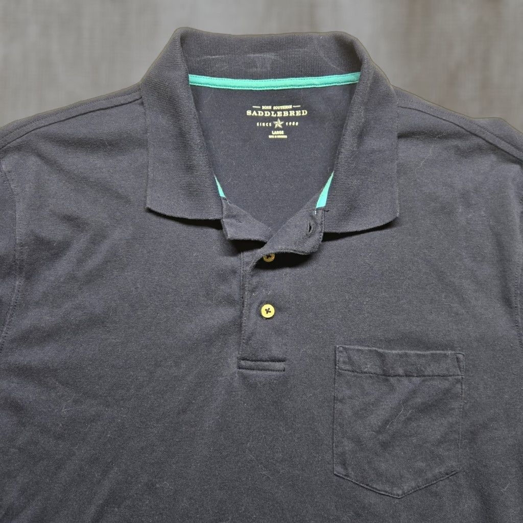 Vintage Saddlebred Polo Shirt Solid Blue Short Sleeve 3 Button Adult Mens Size L Large Size US L / EU 52-54 / 3 - 1 Thumbnail